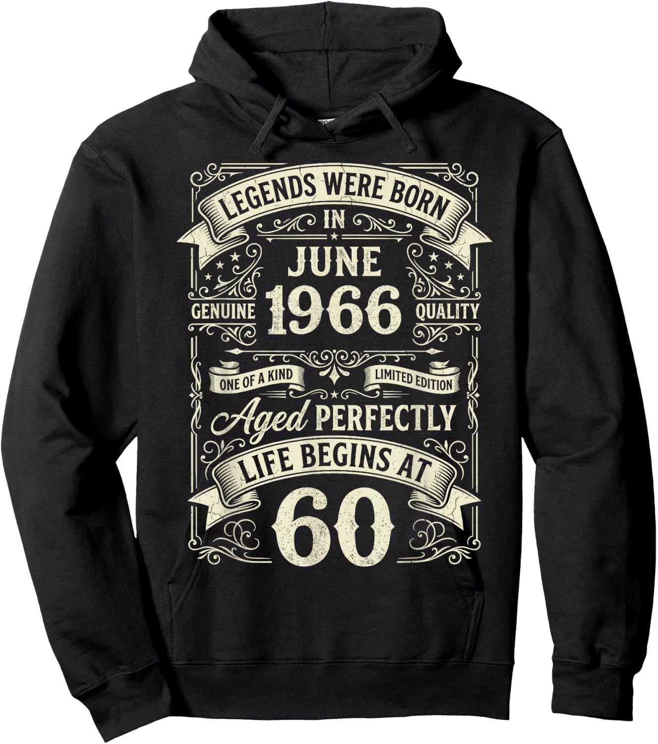 Vintage 60th Birthday Legends Born in June 1966 Hoodie - Hoodie | Black