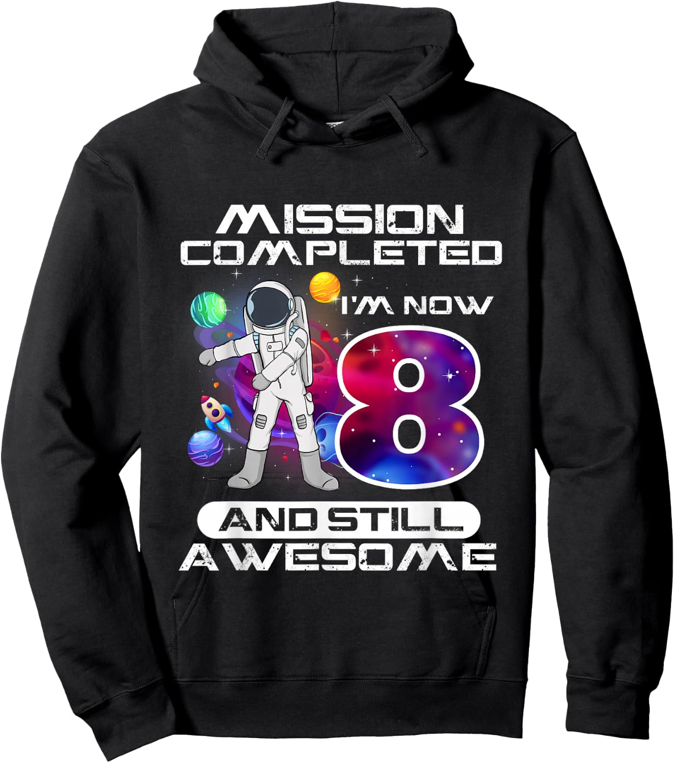 8th Birthday Astronaut Space Lover 8 Years Old Bday Hoodie - Hoodie | Black