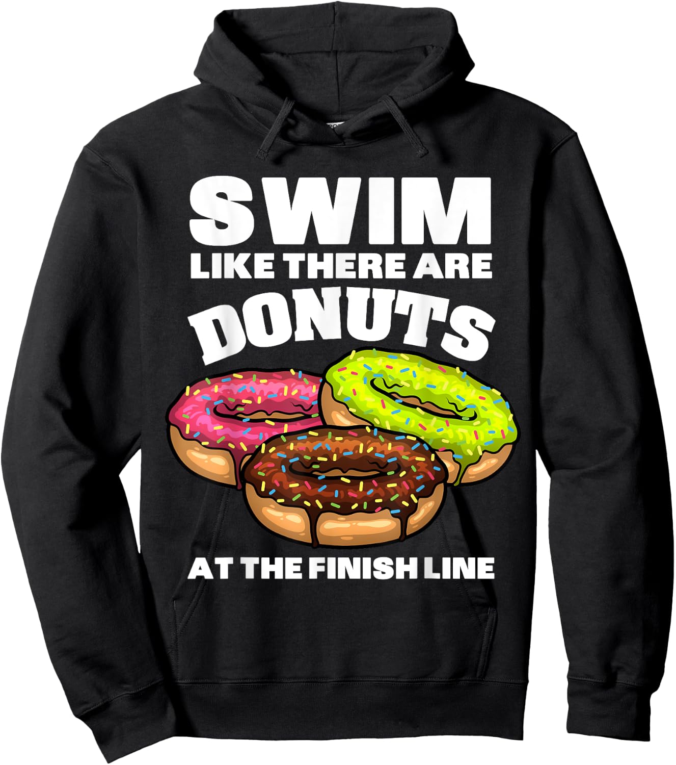 Funny Swimming Donut Design Men Women Swimmer Sports Athlete Hoodie - Hoodie | Black