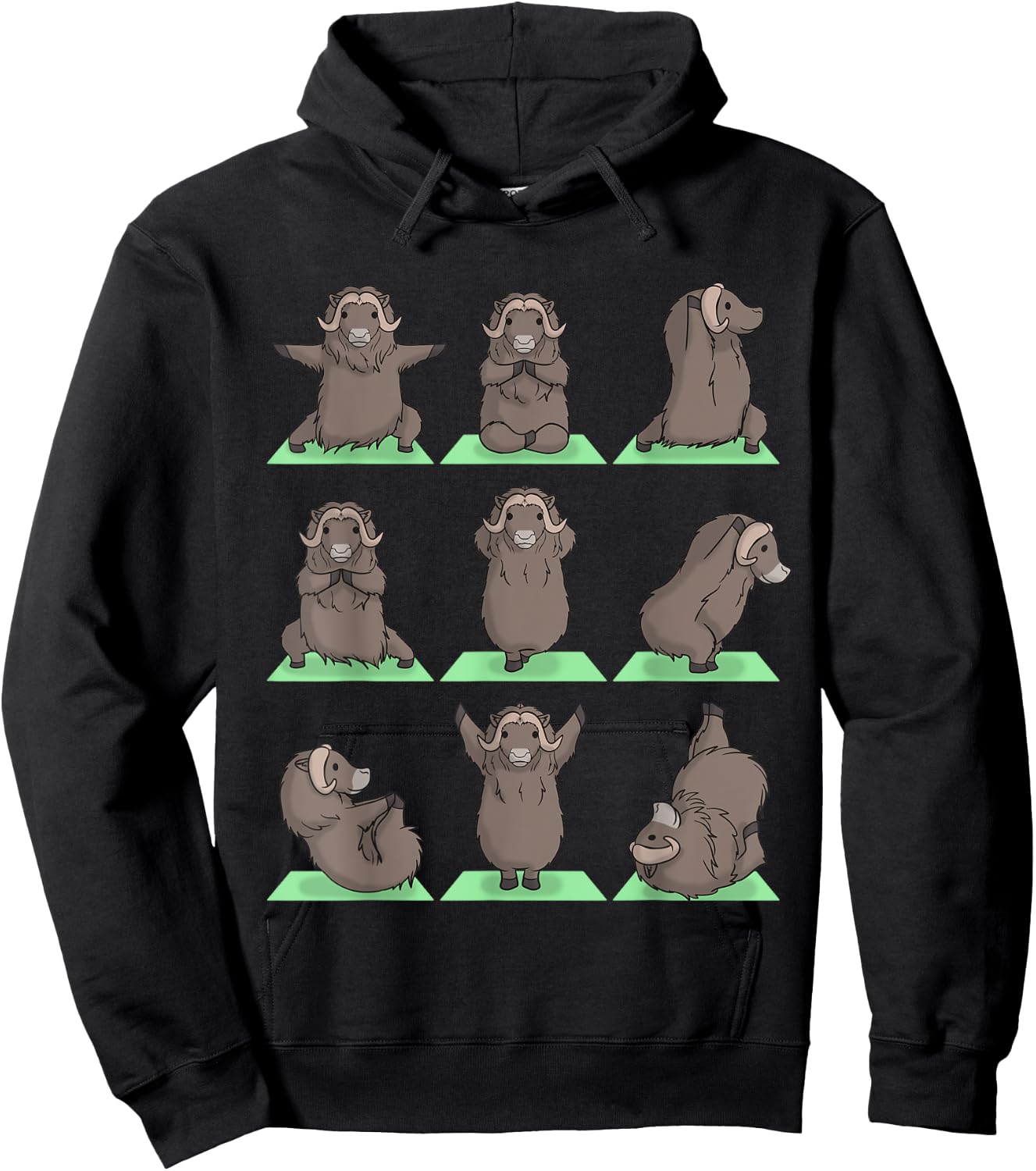 Musk Ox Yoga Pose Zen Cute Workout Exercise Yogi Funny Hoodie - Hoodie | Black