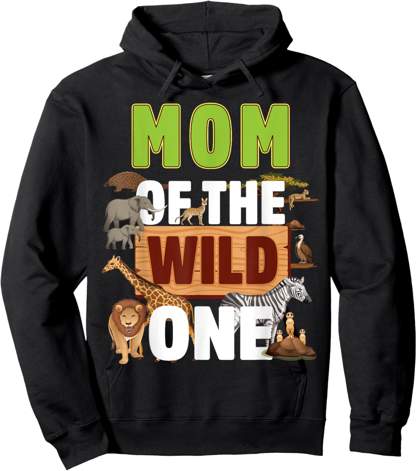 Mom of the Wild One Zoo Birthday Safari Jungle Animal Hoodie - Hoodie | Black