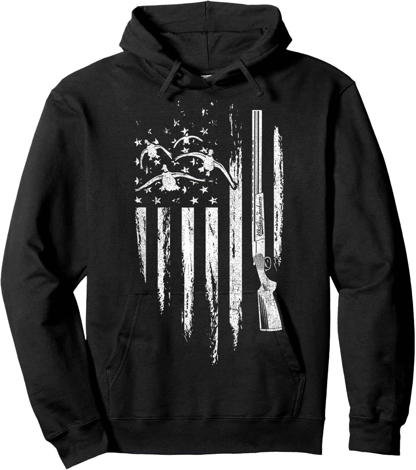 Duck Hunting American Flag Waterfowl Goose Gift Hunter Hoodie - Hoodie | Black