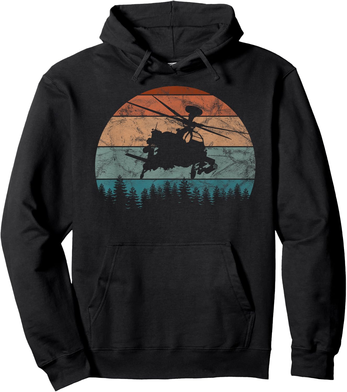 AH-64 Apache Helicopter Retro Vintage Hoodie - Hoodie | Black