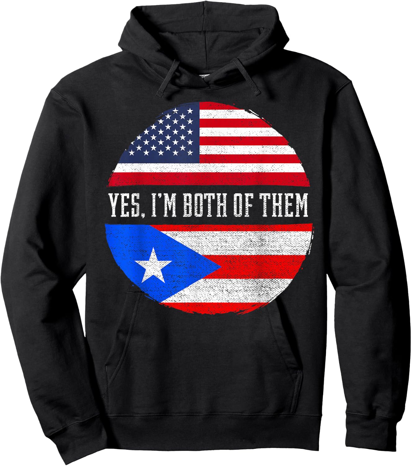 Half American Half Puerto Rican USA Flag Puerto Rico DNA Hoodie - Hoodie | Black