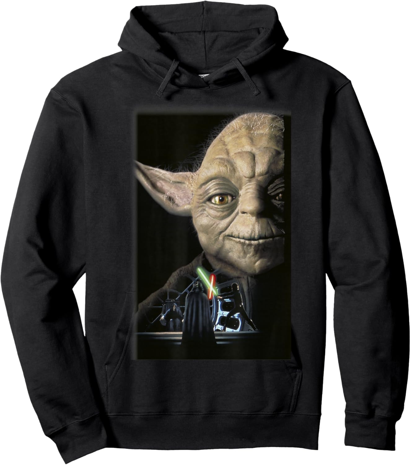 Star Wars Yoda Big Face Lightsaber Battle Hoodie - Hoodie | Black