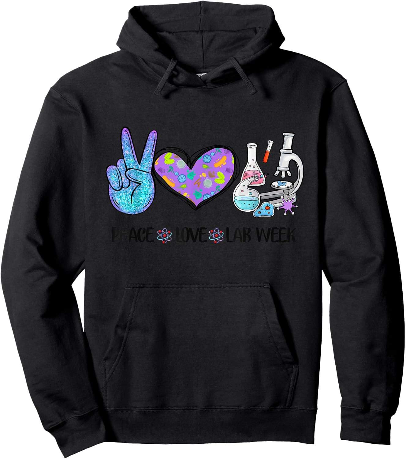 Peach Love Lab Week, Laboratory Tech Technologist Hoodie - Hoodie | Black