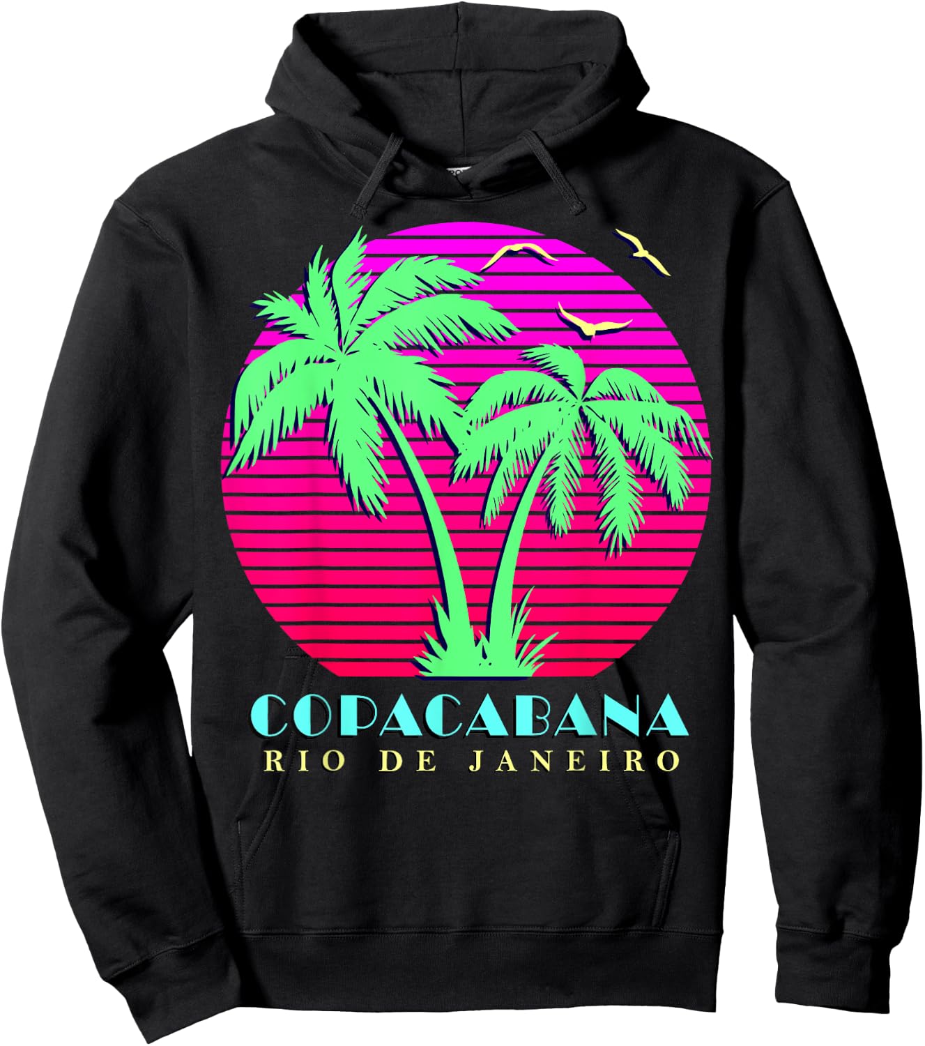 Copacabana Rio De Janeiro Palm Trees Sunset Hoodie - Hoodie | Black