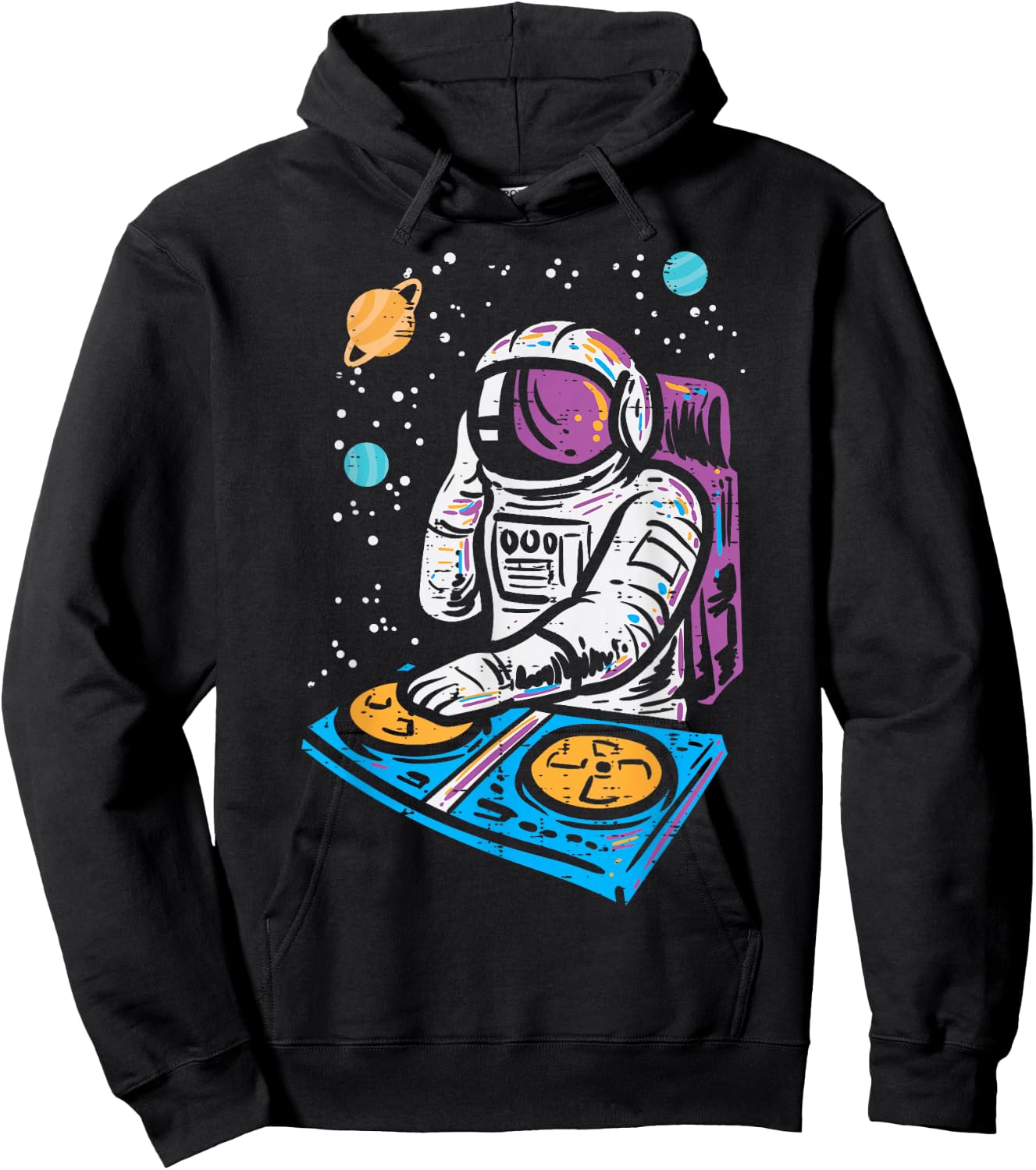 Dj Mixer Astronaut Turntable Space Galaxy Edm Women Men Kids Hoodie - Hoodie | Black