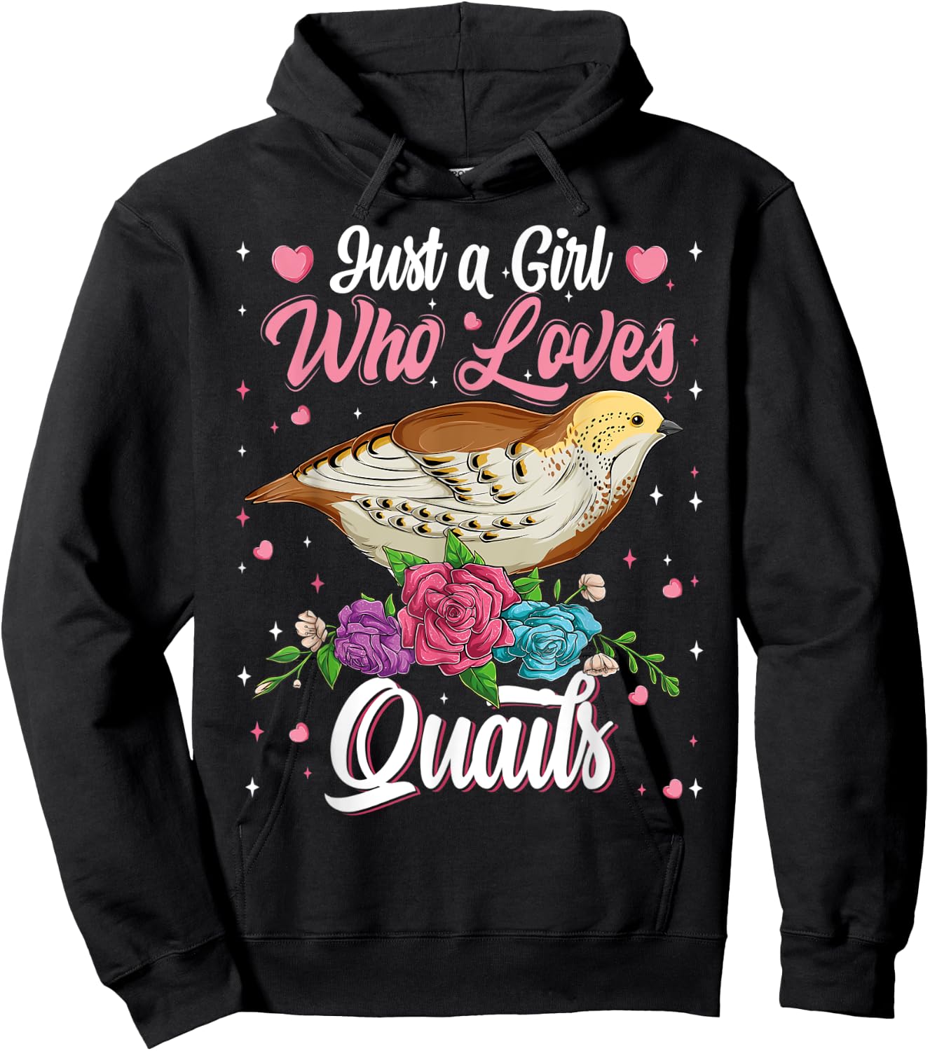 Just A Girl Who Loves Quails Birds Lovers Birdwatching Girls Hoodie - Hoodie | Black