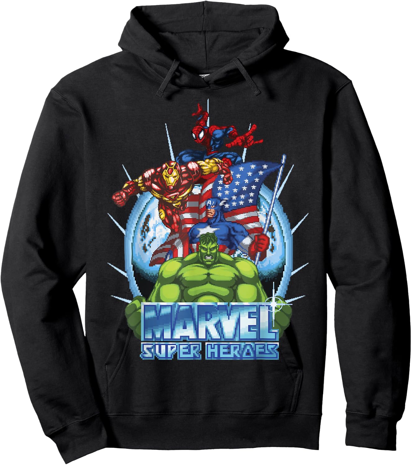 Marvel Avengers Super Heroes Game Action Collage Hoodie - Hoodie | Black