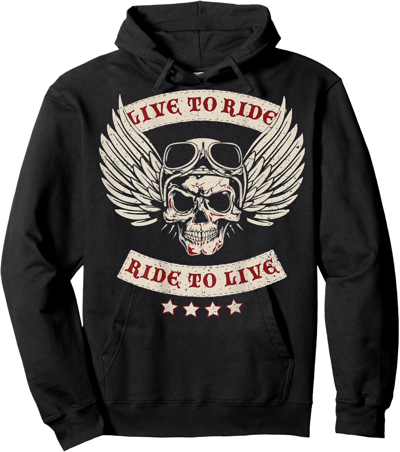 Live to Ride Motorcycle MC (Design on Back) Hoodie - Hoodie | Black