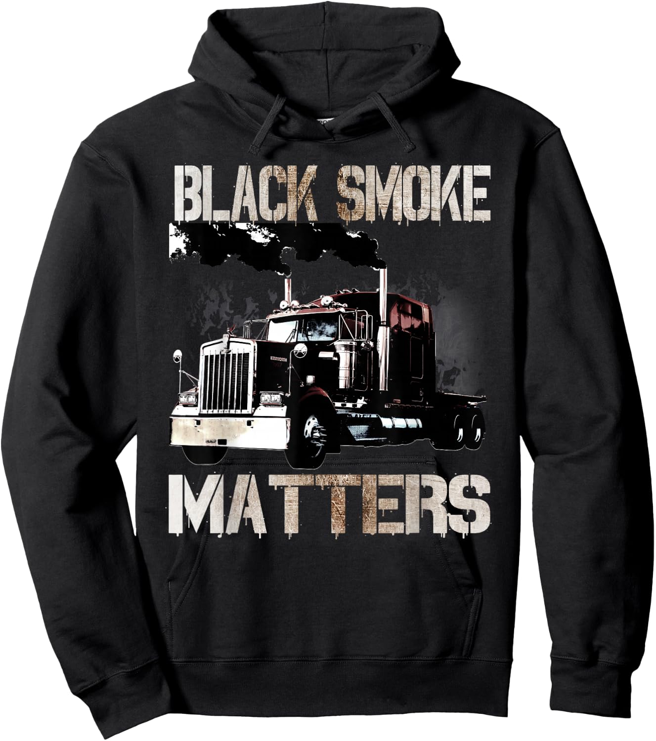 Trucker Gifts Tractor Trailer 18 Wheeler Smoke Matters Hoodie - Hoodie | Black