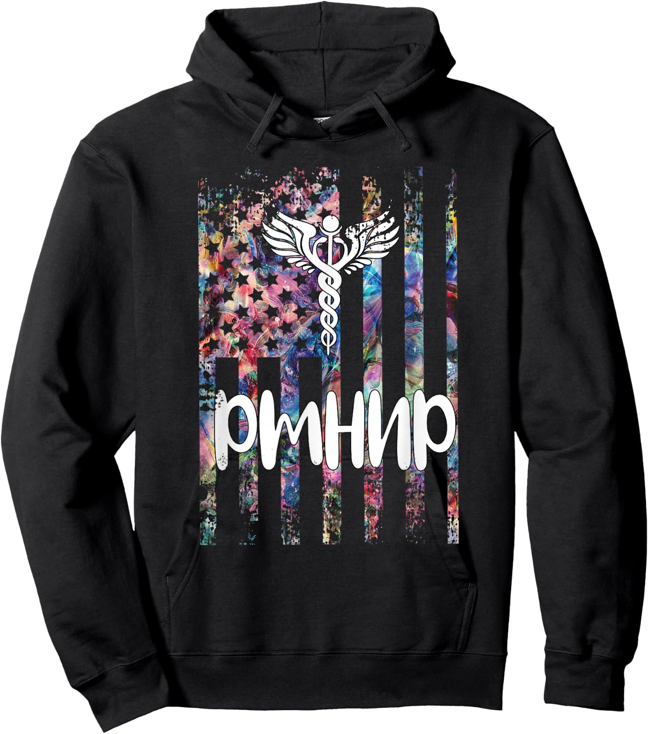 PMHNP US Flag Psychiatric Mental Health Nurse Practitioner Hoodie - Hoodie | Black