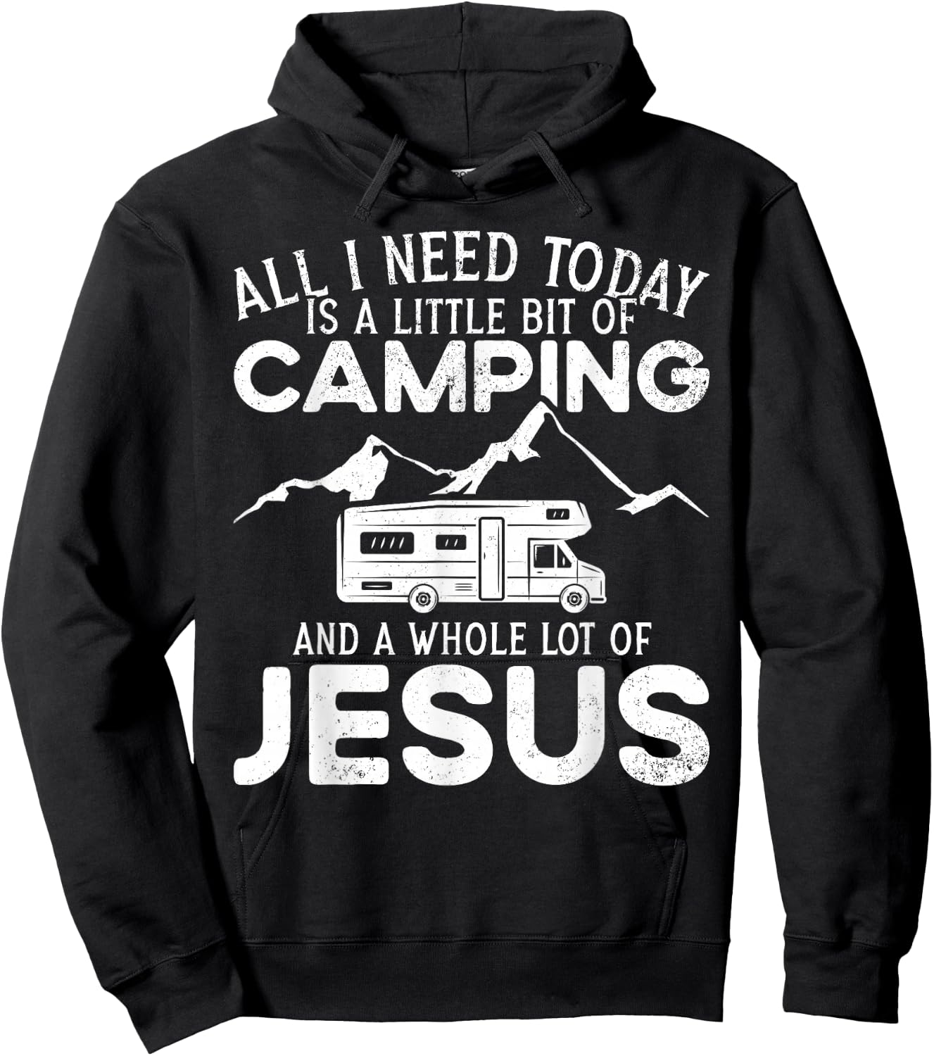 A Little Bit Of Camping And Jesus Motorhome Campervan Hoodie - Hoodie | Black