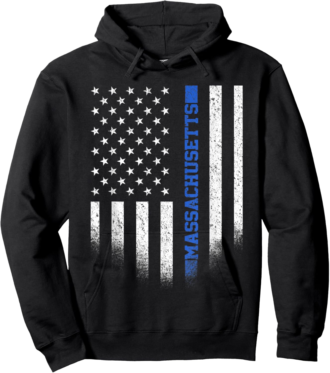 Massachusetts State Blue Line US Flag MA Police Officer Hoodie - Hoodie | Black