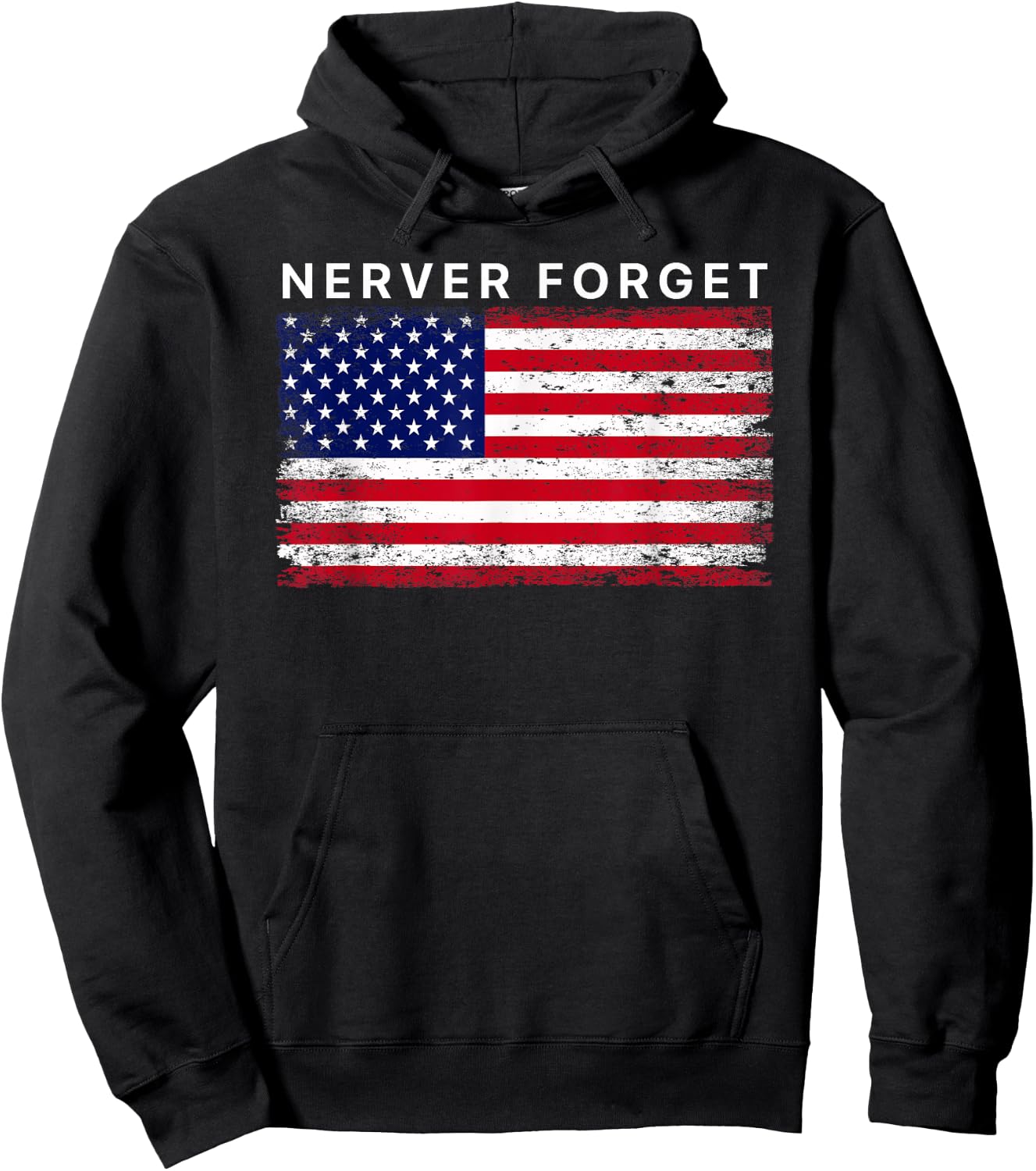Never Forget Vintage US flag Men's Hoodie - Hoodie | Black