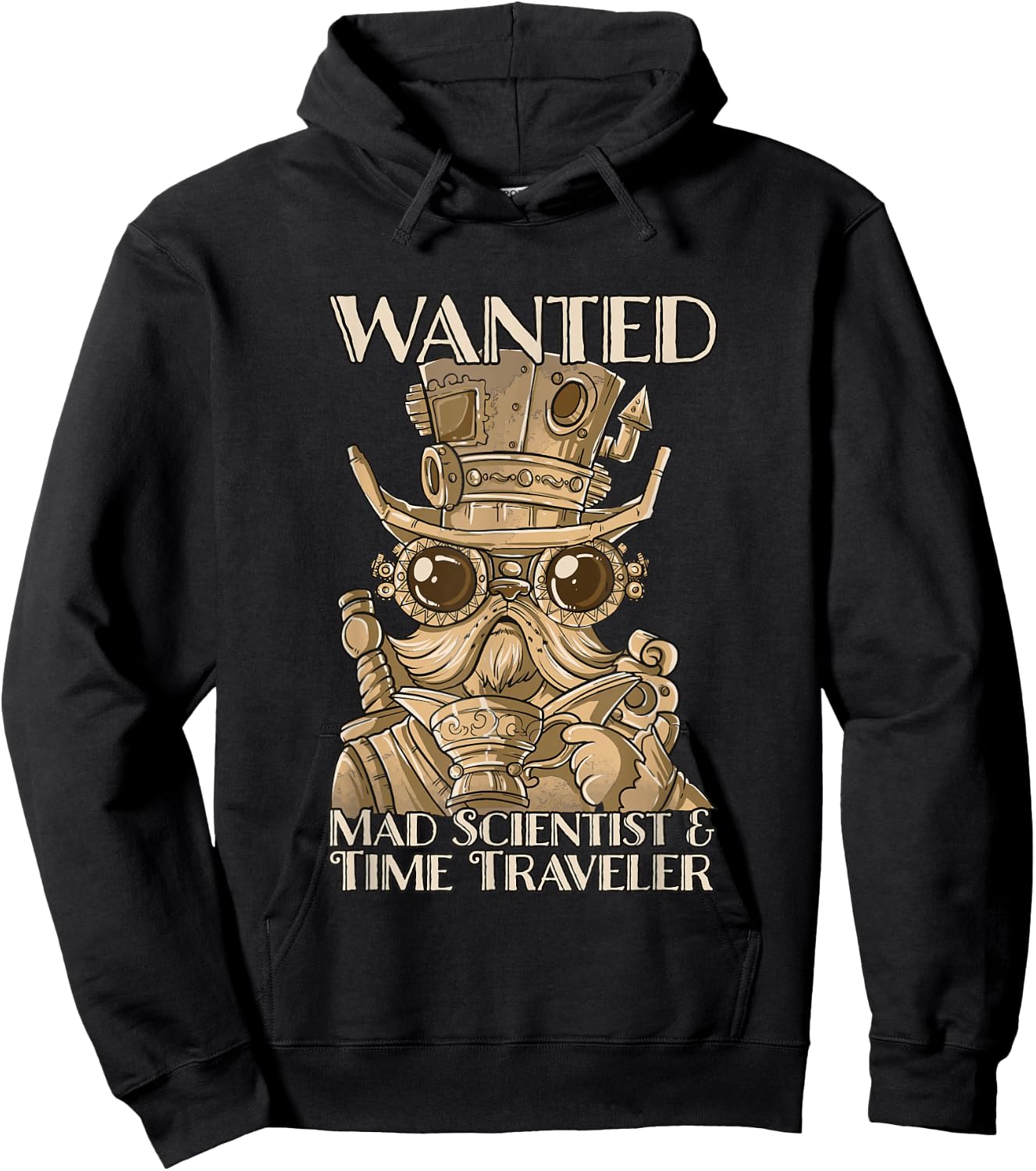 Steam Punk Wanted Mad Scientist and Time Traveler Steampunk Hoodie - Hoodie | Black