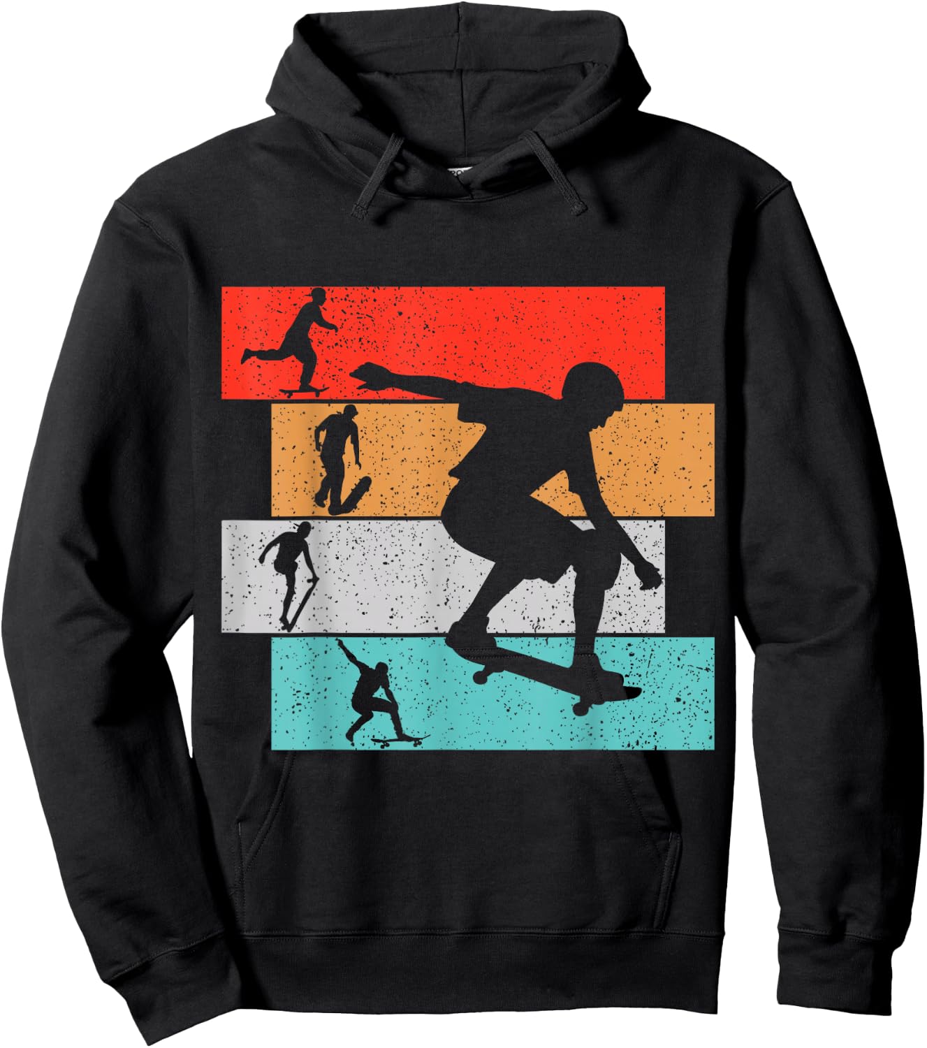 Skater Skateboarder Retro Skateboard Boys Youth Hoodie - Hoodie | Black