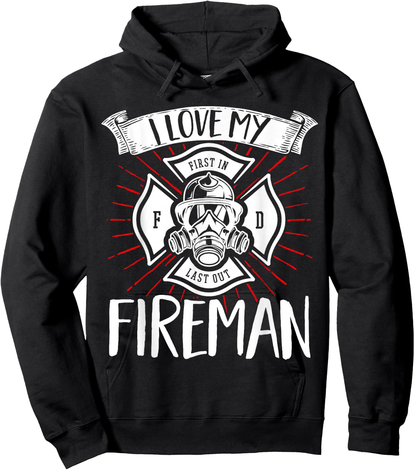 Firefighter Wife Girlfriend Fire Rescue I Love My Fireman Hoodie - Hoodie | Black
