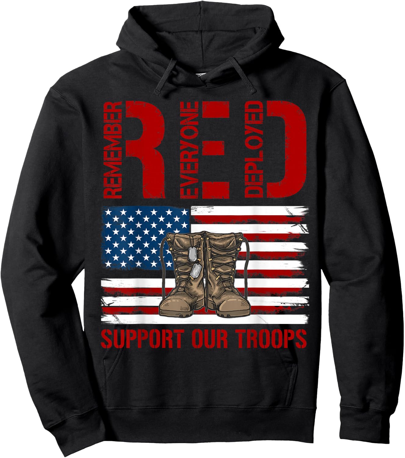 Support Our Troops - Soldier Veteran Red Friday Military Hoodie - Hoodie | Black