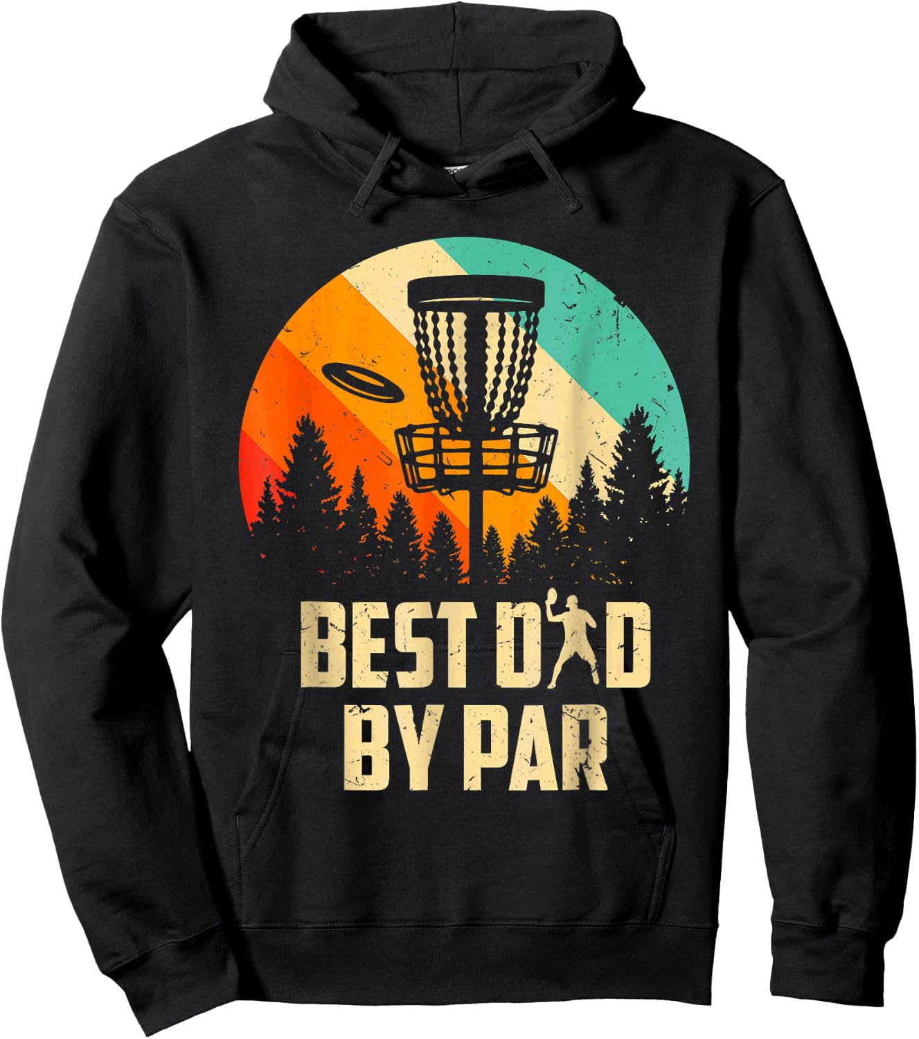 Men Vintage Best Dad By Par Disc Golf Dad Fathers Day Hoodie - Hoodie | Black