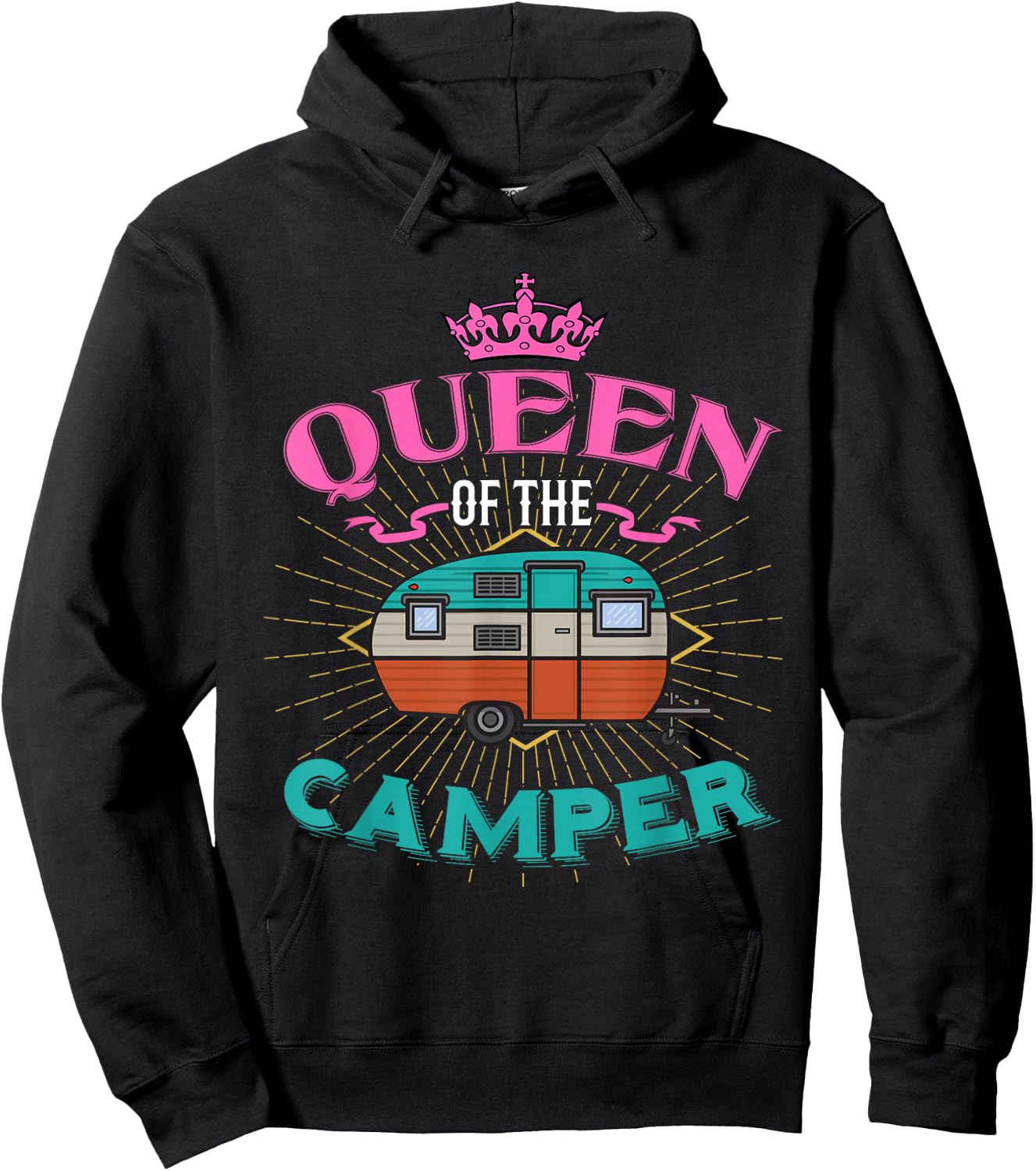Queen of the Camper Women and Girls Camping Hoodie - Hoodie | Black