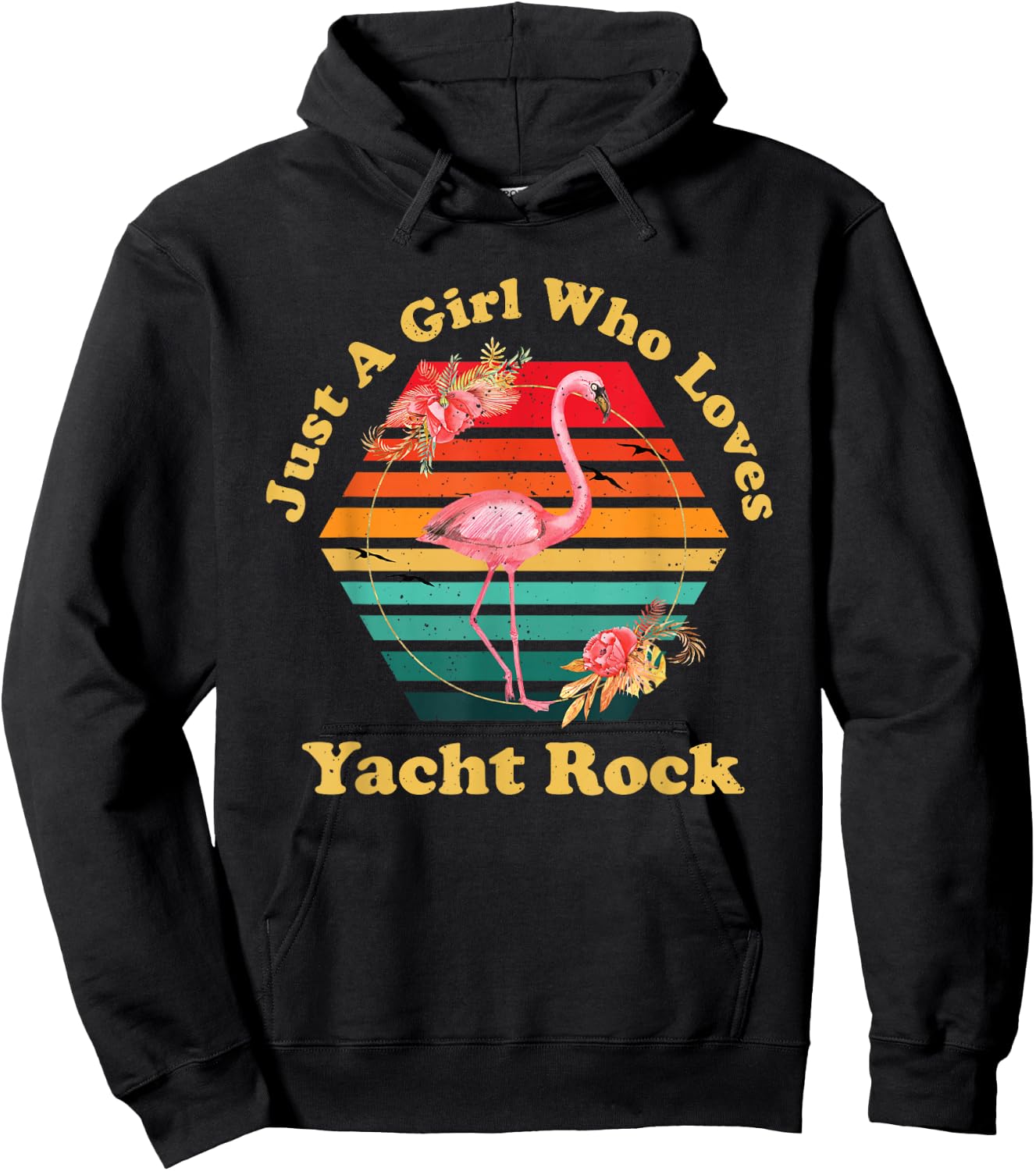 Retro Flamingo Just A Girl Who Loves Yacht Rock Vintage Hoodie - Hoodie | Black