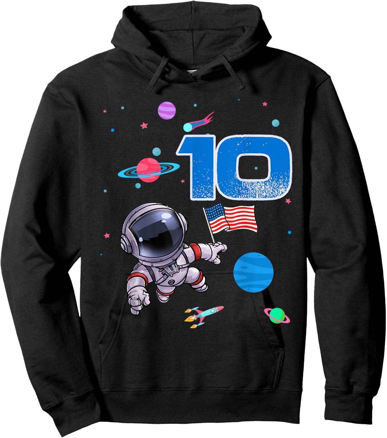 Astronaut Birthday Boy 10th Birthday 10 Years Old Space Hoodie - Hoodie | Black
