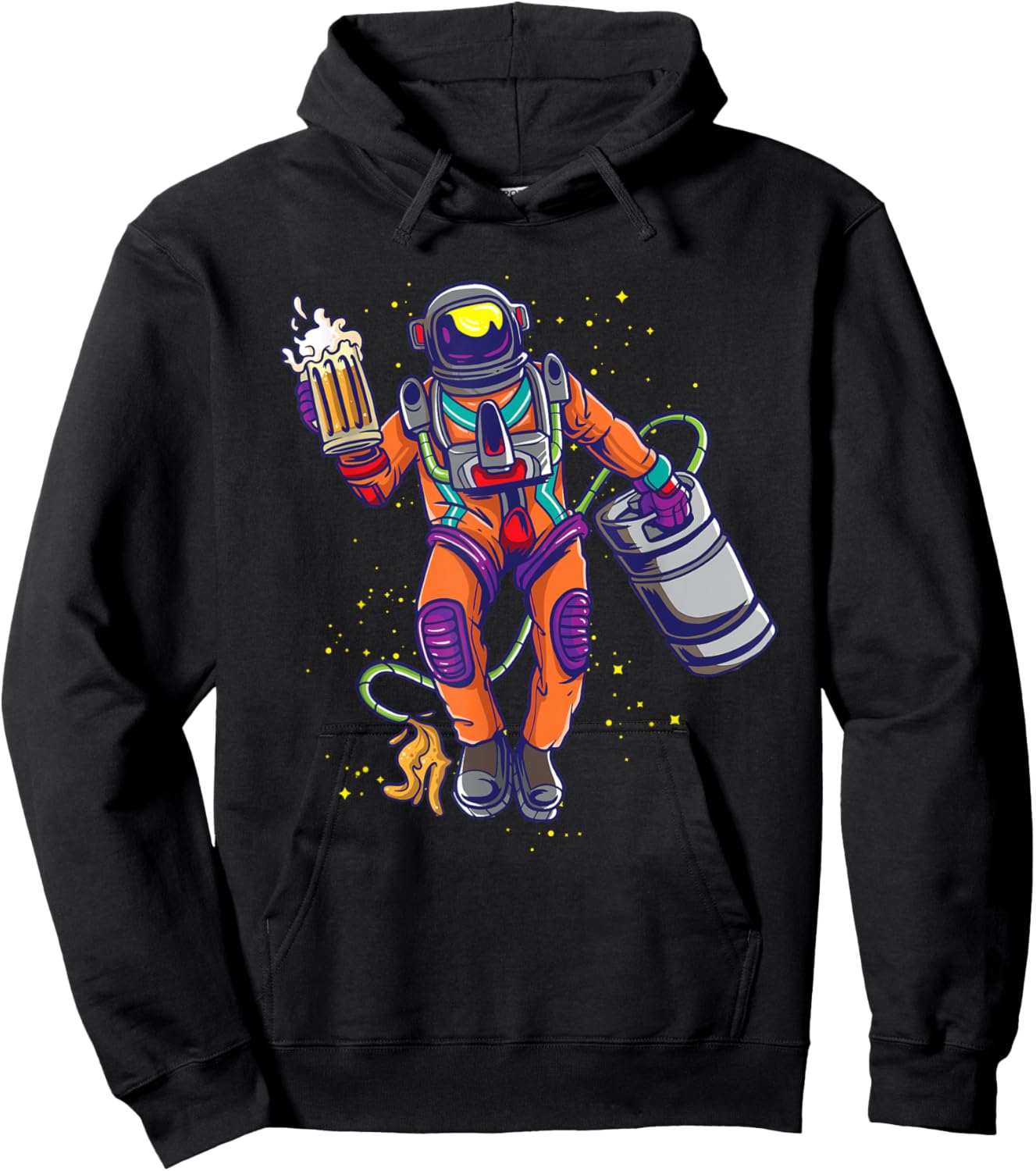 Astronaut Drinks Beer in Space Hoodie - Hoodie | Black
