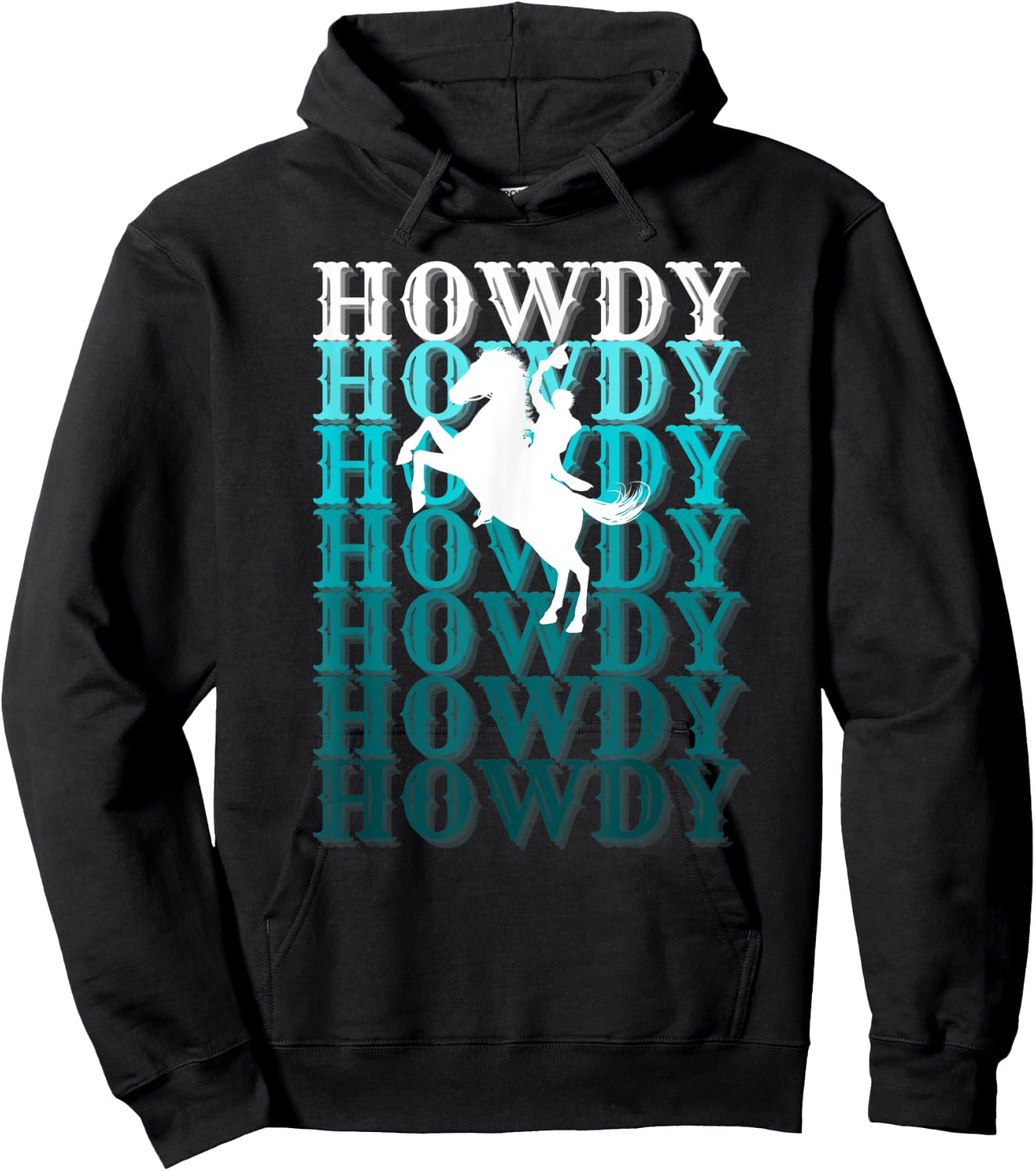 Fun Teal Country Boho Western Greetings Farm Fashion Horses Hoodie - Hoodie | Black