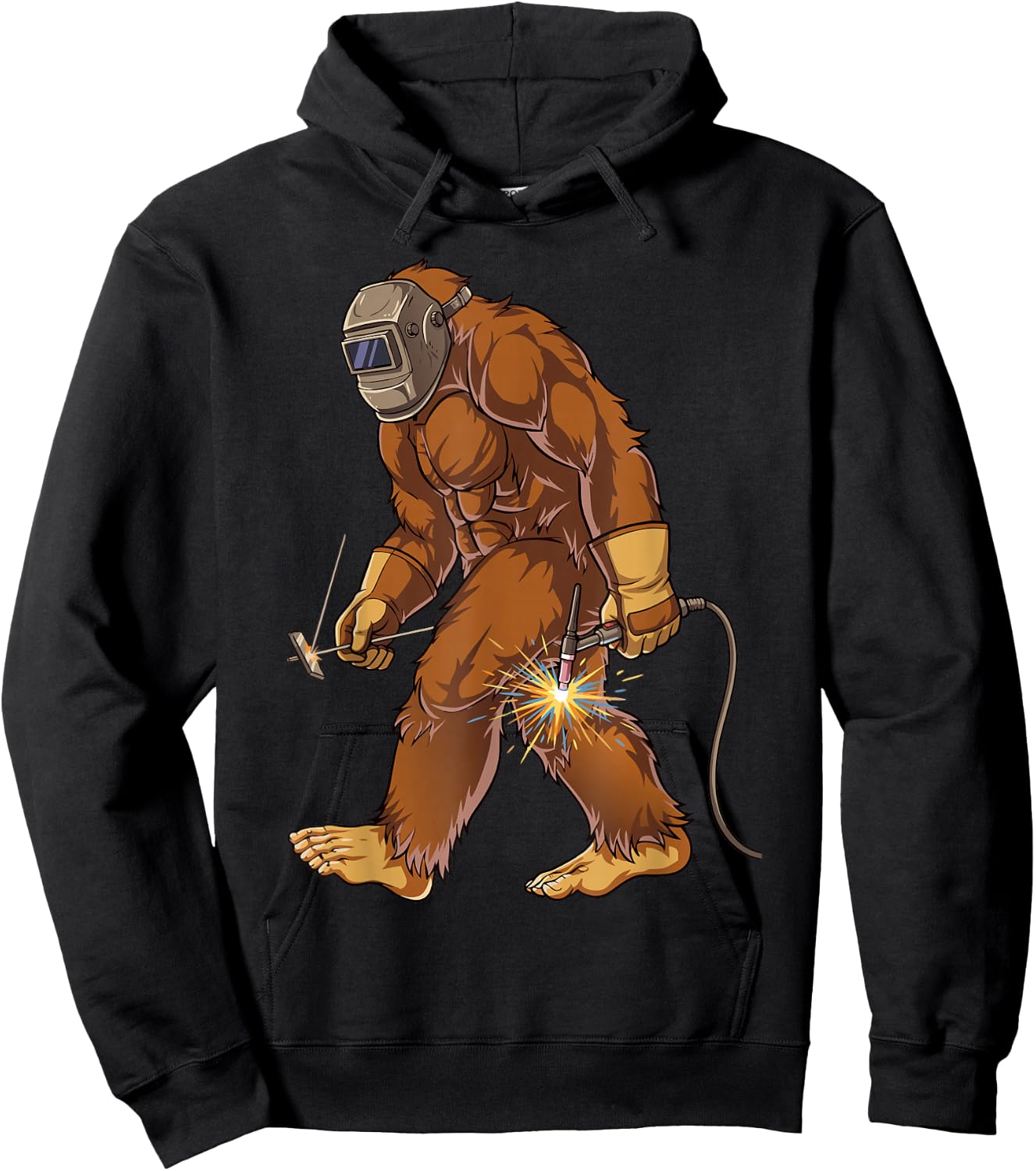 Bigfoot Welder Sasquatch Welding Mythical Metalworker Hoodie - Hoodie | Black