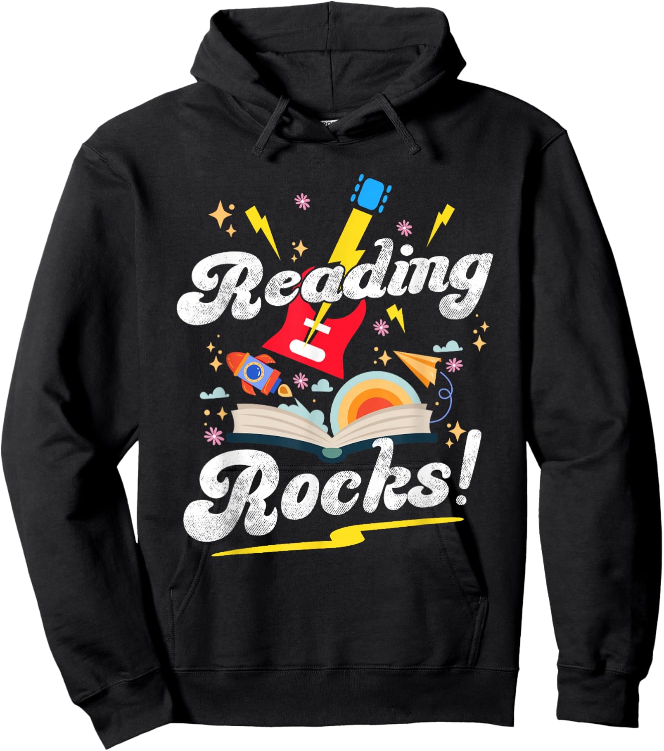 Reading Rocks Funny Quotes for National Reading Month 2024 Hoodie - Hoodie | Black