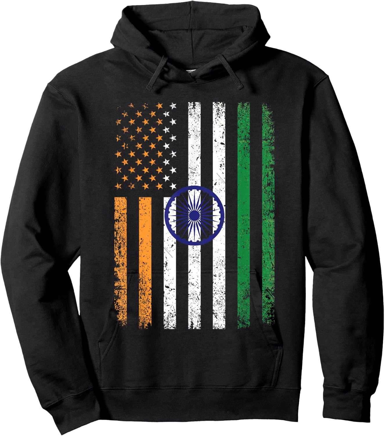India USA Flag 4th Of July Patriotic American Indian Flag Hoodie - Hoodie | Black