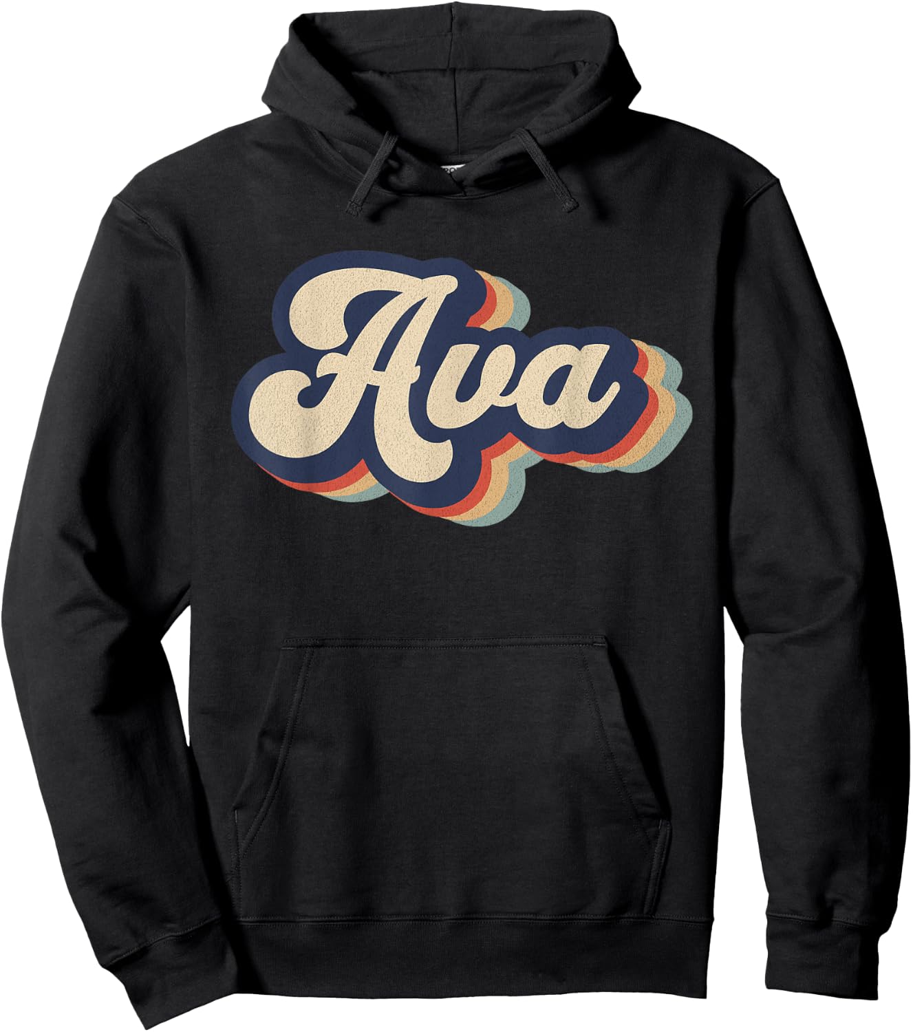 Retro Vintage Ava Name Personalized Hoodie - Hoodie | Black