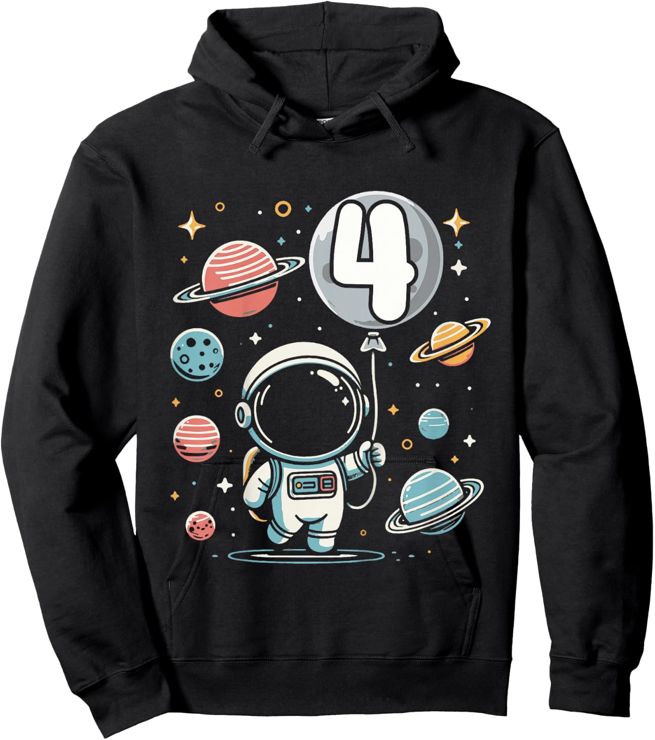 4th Birthday Astronaut Space Planet 4 Years Old Hoodie - Hoodie | Black