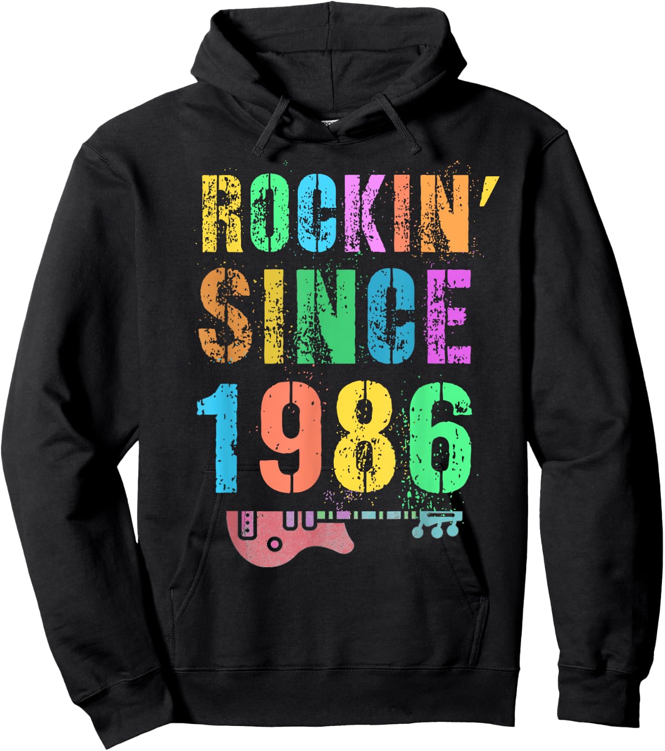 Rockin' Since 1986 Vintage Rockstar 40th Birthday Mom Dad 40 Hoodie - Hoodie | Black