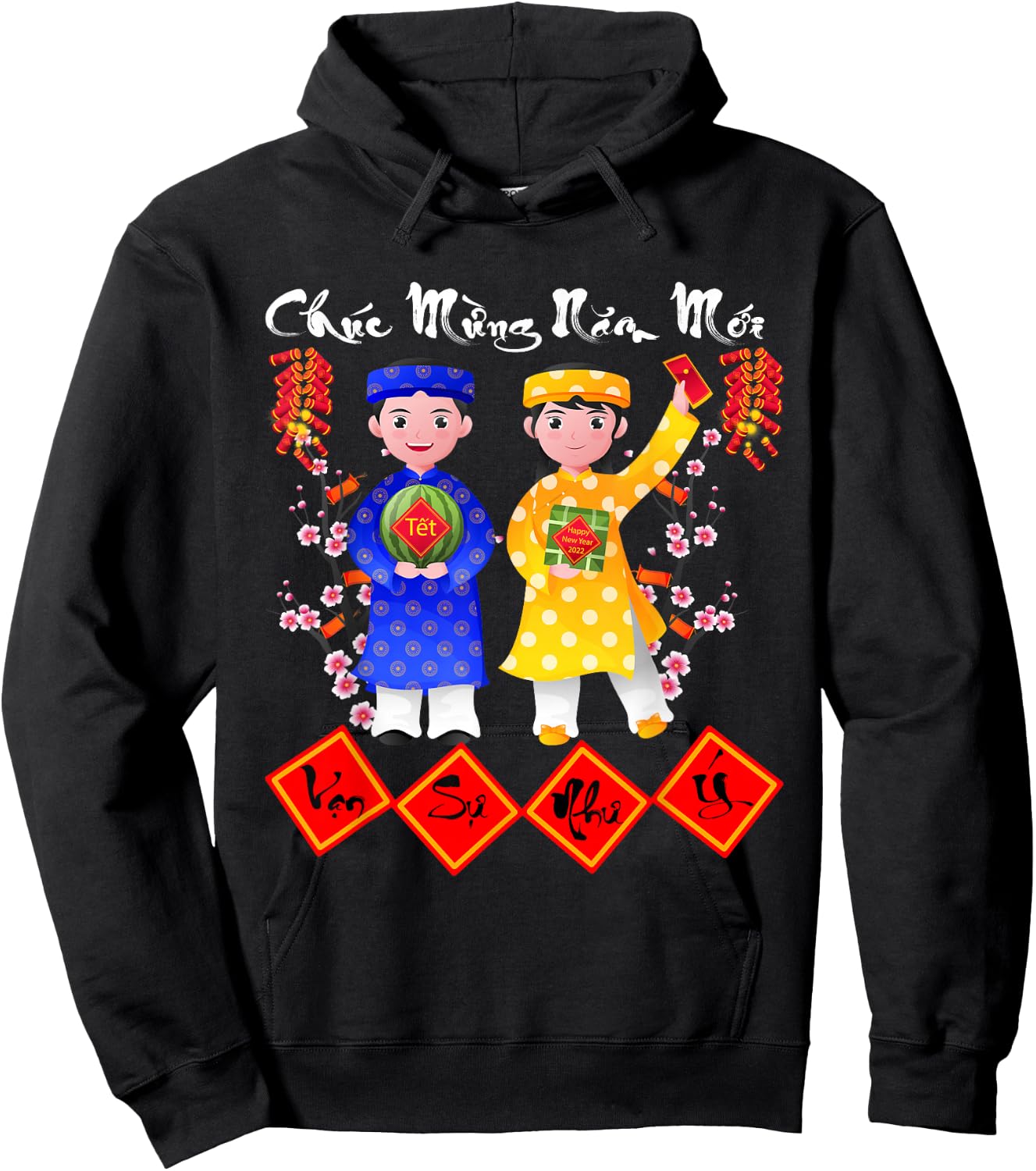 Chuc Mung Nam Moi 2026 - Vietnamese Lunar New Year Boy Girls Hoodie - Hoodie | Black