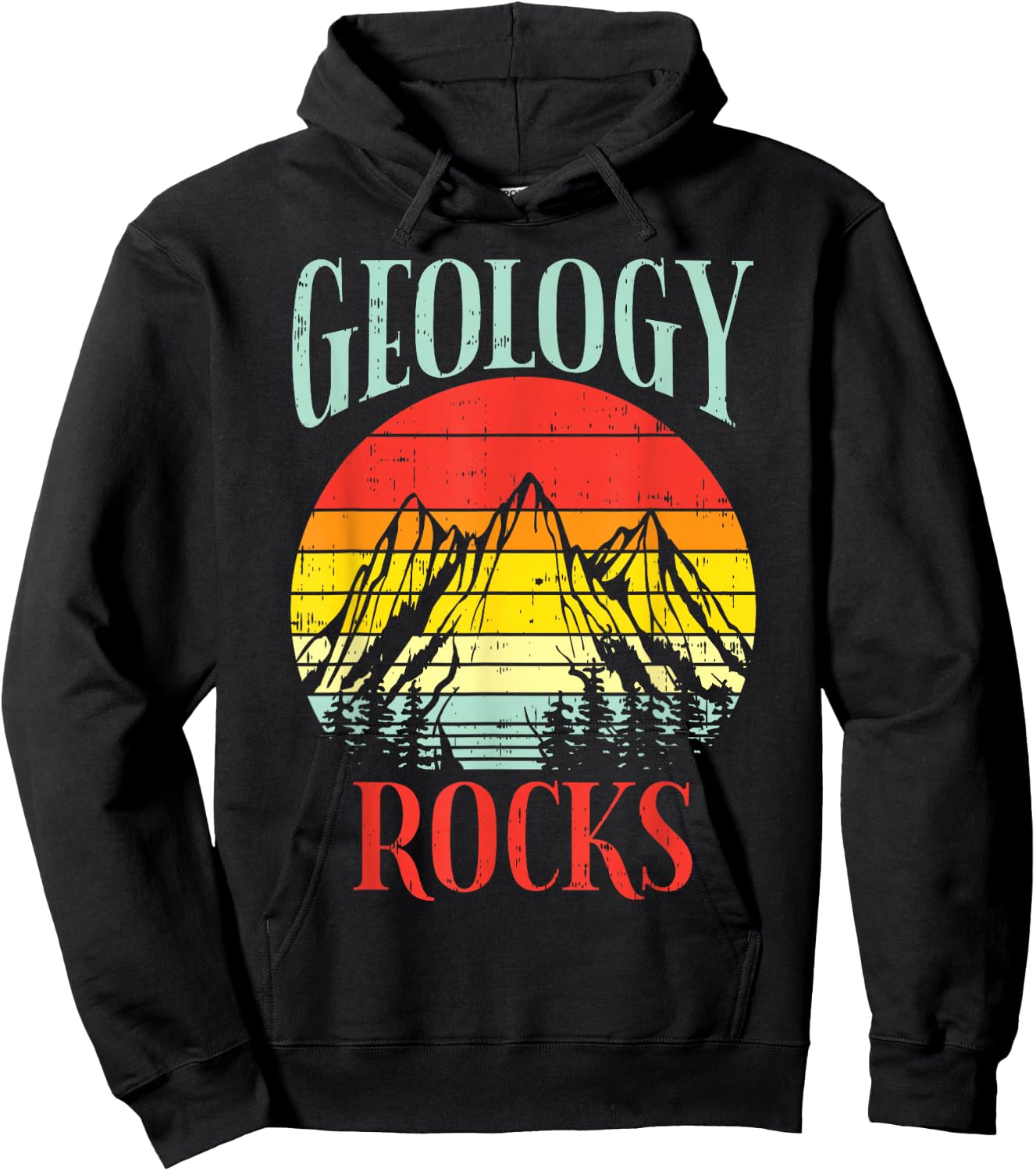 Geology Rocks Mountain Retro Science Pun Geologist Nerd Gift Hoodie - Hoodie | Black