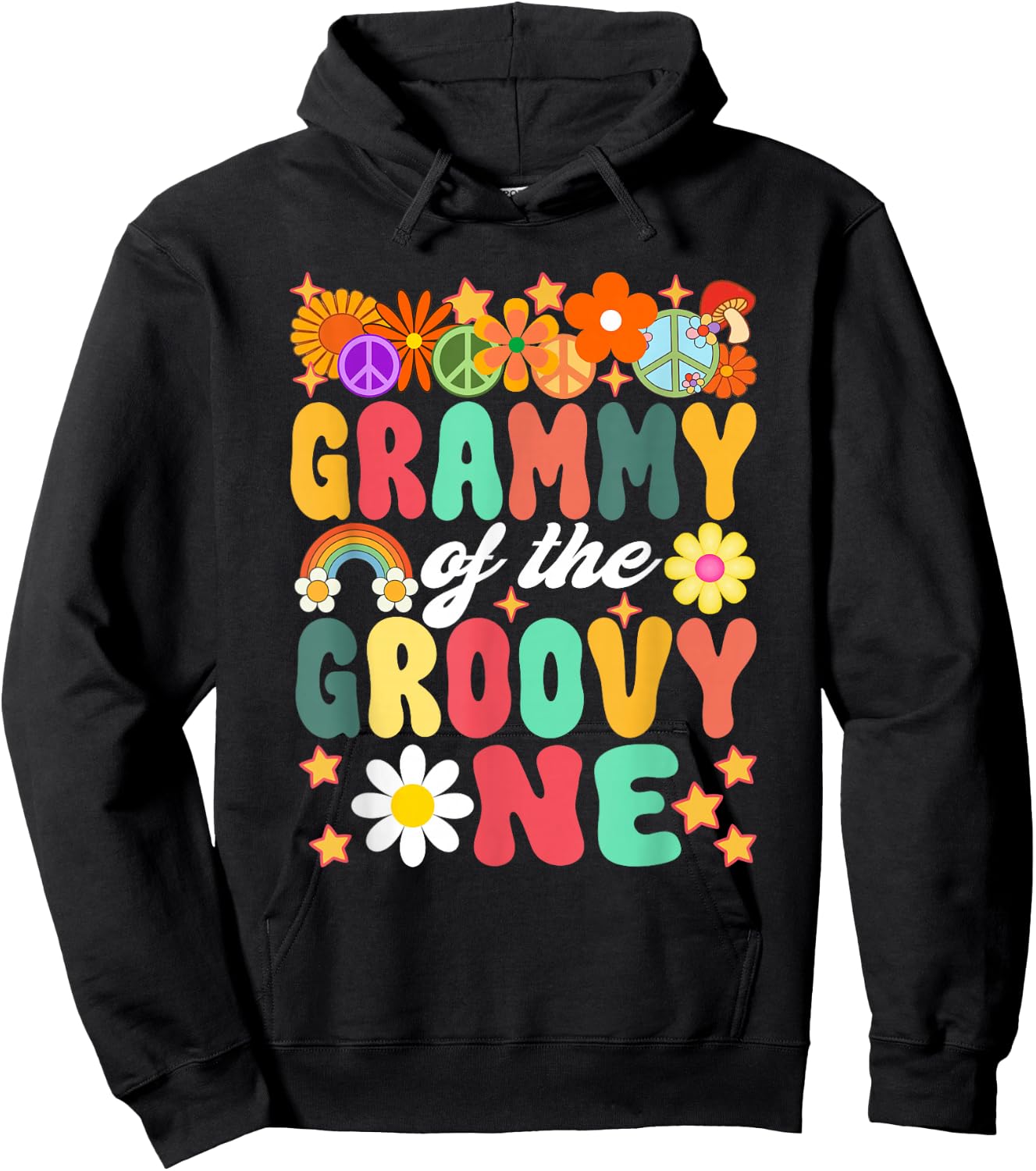 Retro Grammy of Groovy One Matching Family 1st Birthday Hoodie - Hoodie | Black