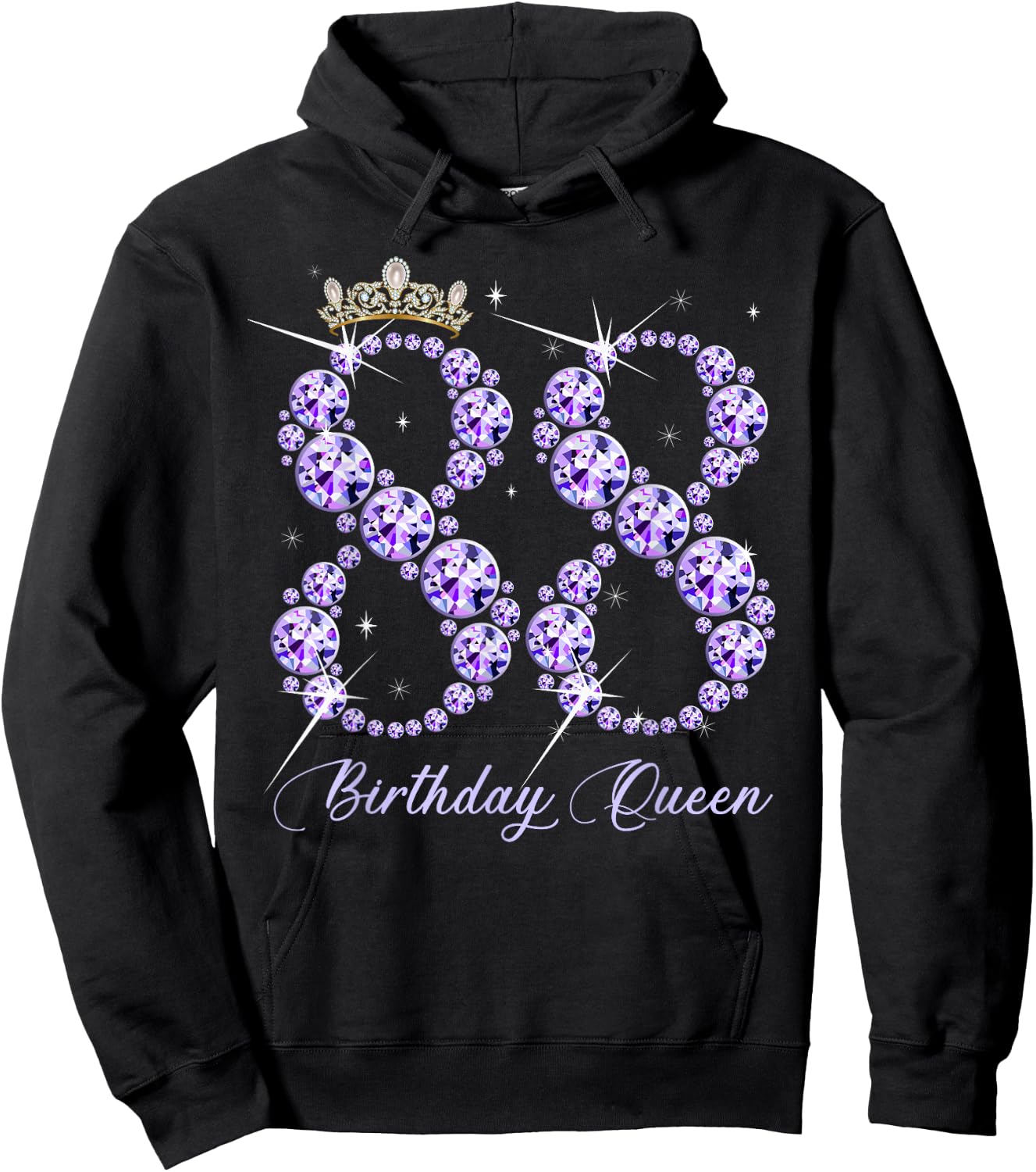 88 Year Old Its My 88th Birthday Queen Diamond Heels Crown Hoodie - Hoodie | Black