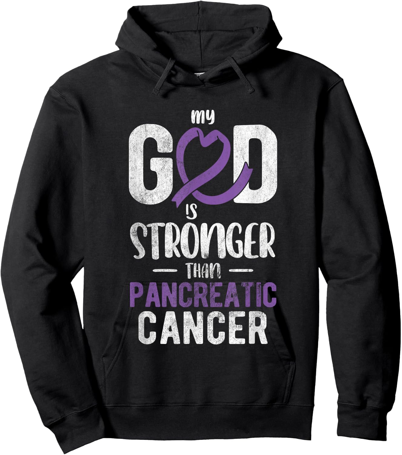 My God Stronger Than Pancreatic Cancer Awareness Hoodie - Hoodie | Black