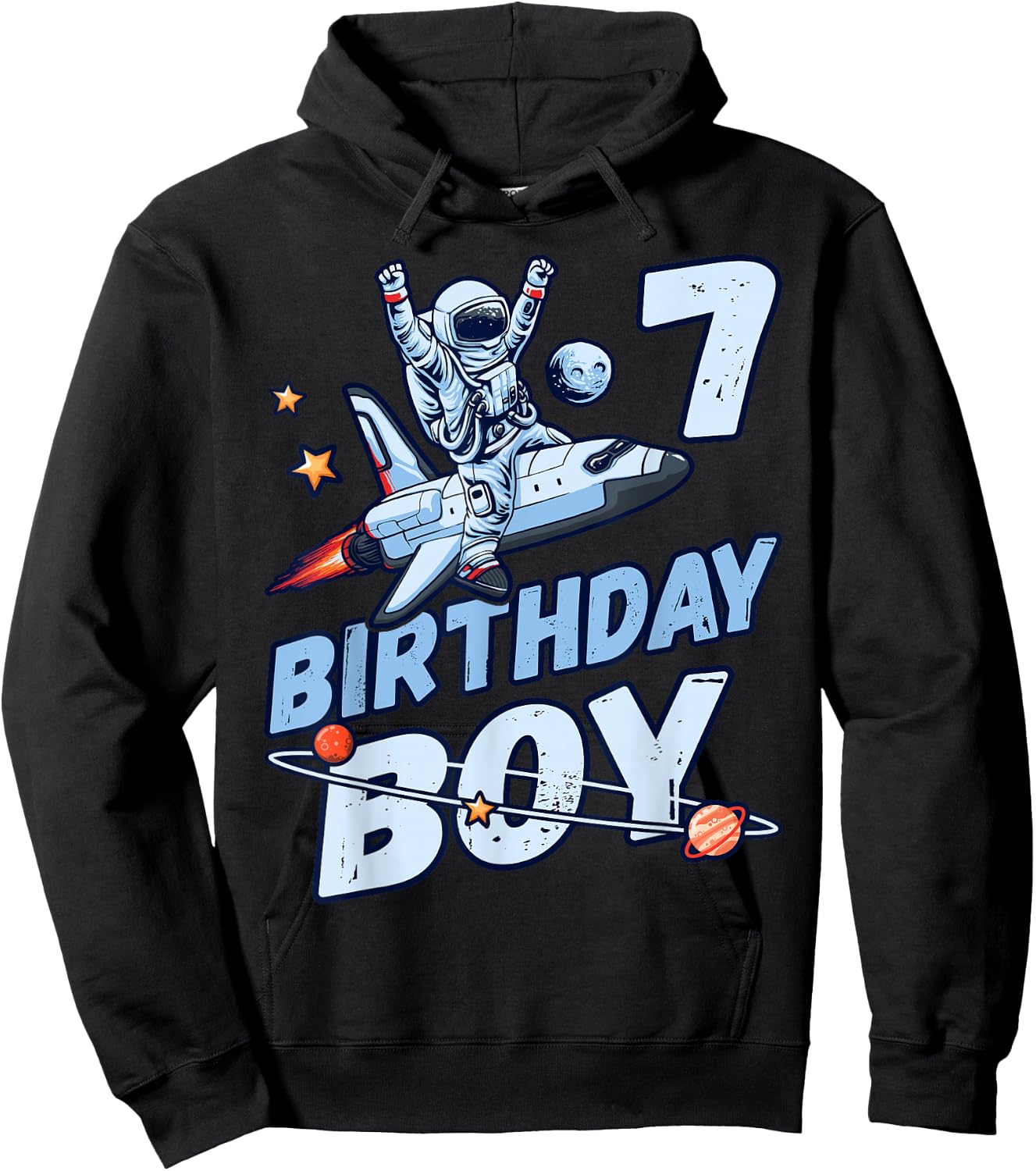 Birthday Girl 7 Years Old Astronaut Hoodie - Hoodie | Black