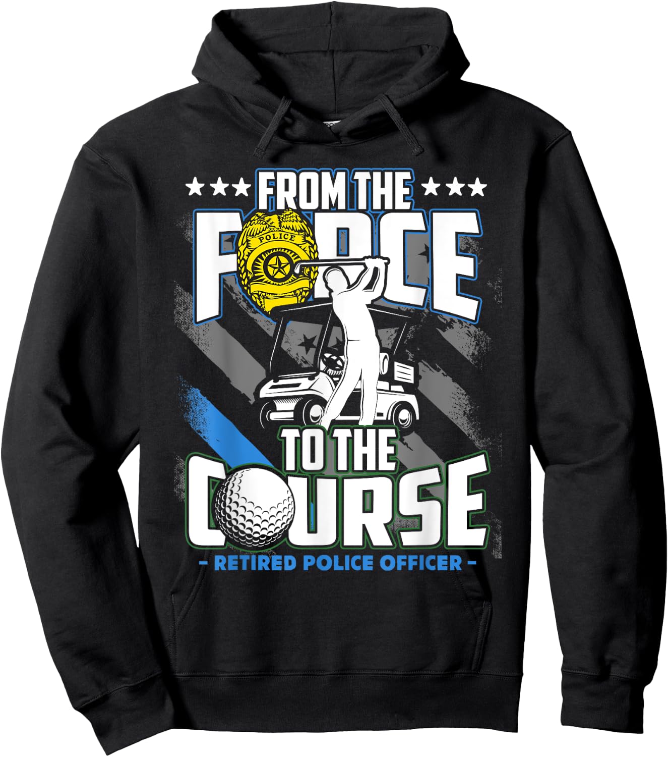 Funny Retired Police Officer Golf Retirement Gift Hoodie - Hoodie | Black