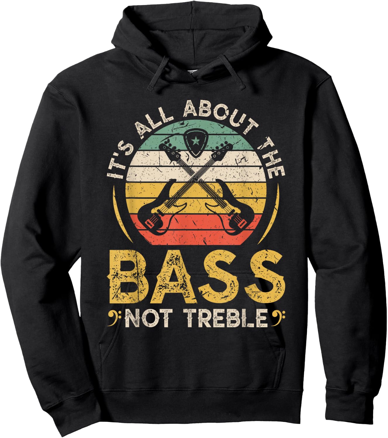 It's All About The Bass, Retro Electric Bass Guitar Players Hoodie - Hoodie | Black