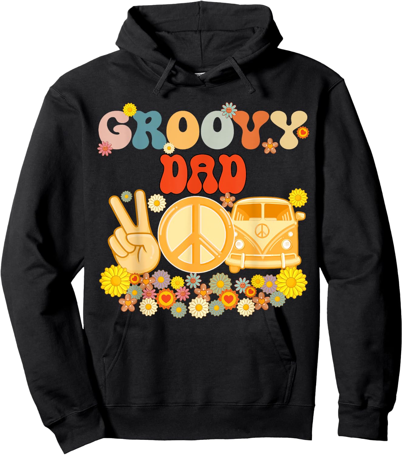 Groovy Dad Retro Matching Family Baby Shower Father's Day Hoodie - Hoodie | Black