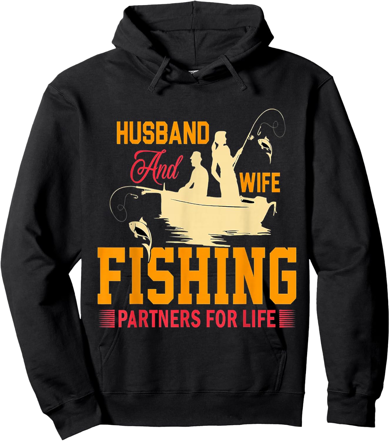 Husband and wife fishing partners for life Hoodie - Hoodie | Black