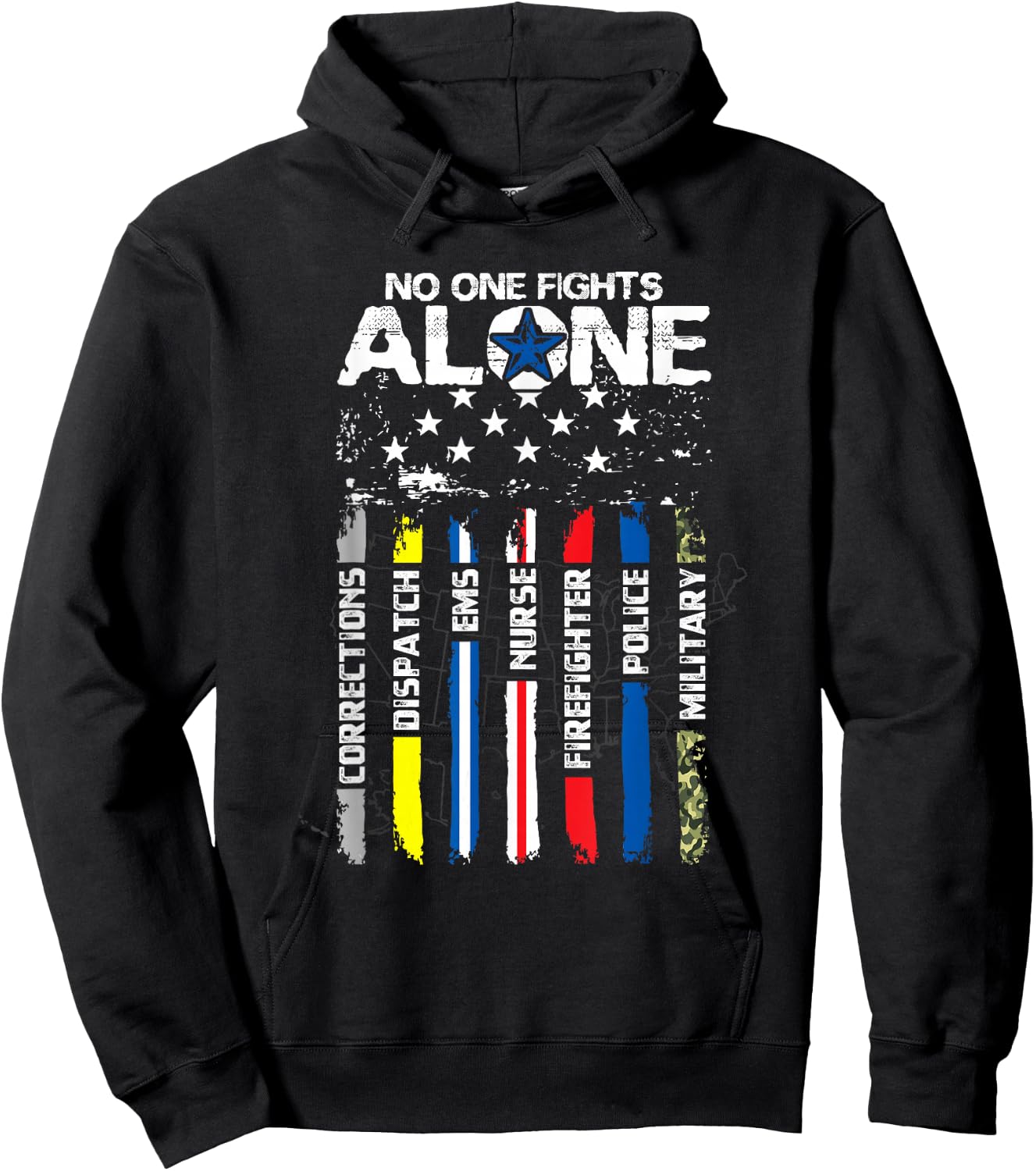 First Responders American Thin Line Police Fire Military EMS Small Hoodie - Hoodie | Black