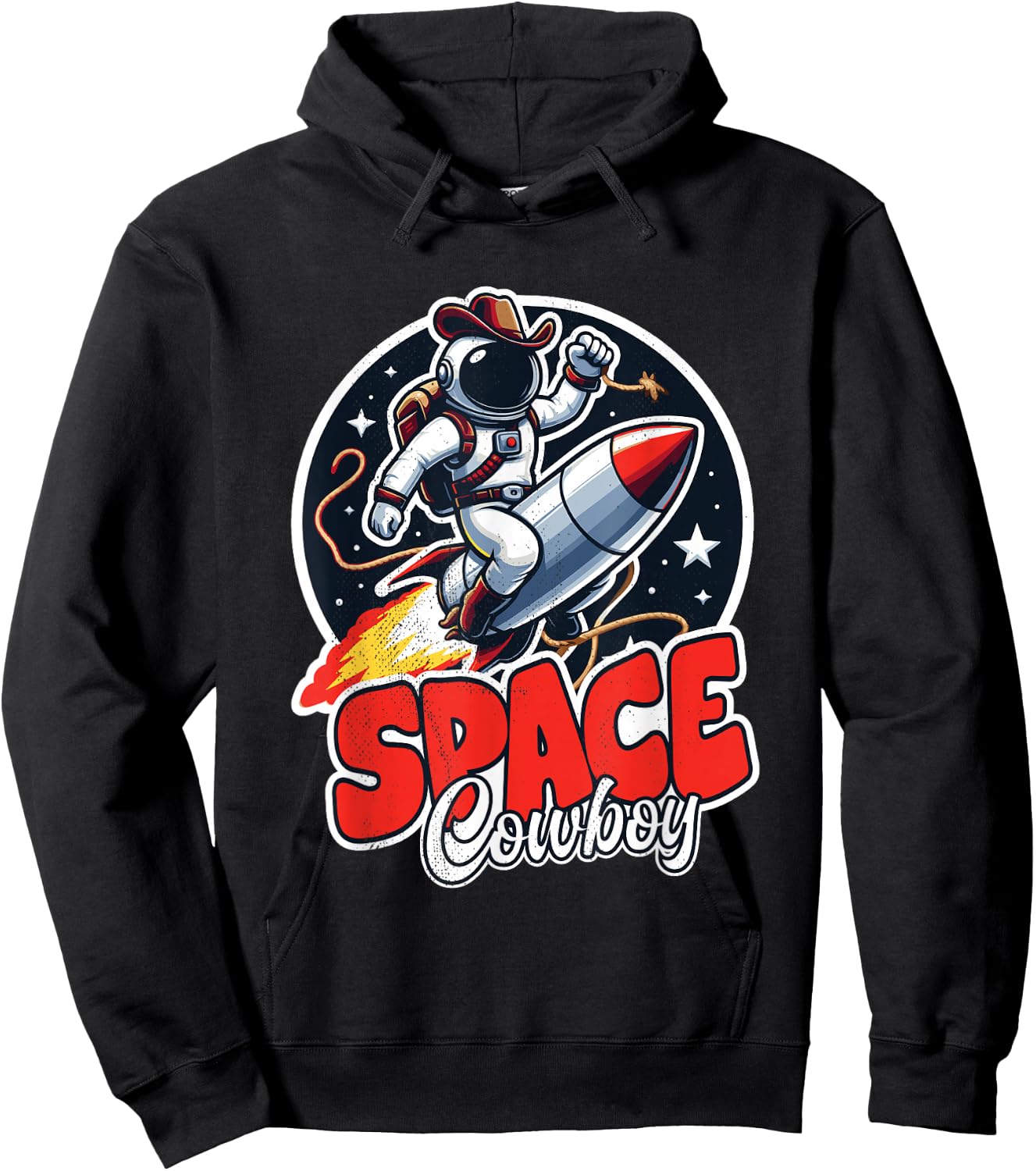 Vintage Space Cowboy Astronaut with Rocket For Boys & Girls Hoodie - Hoodie | Black