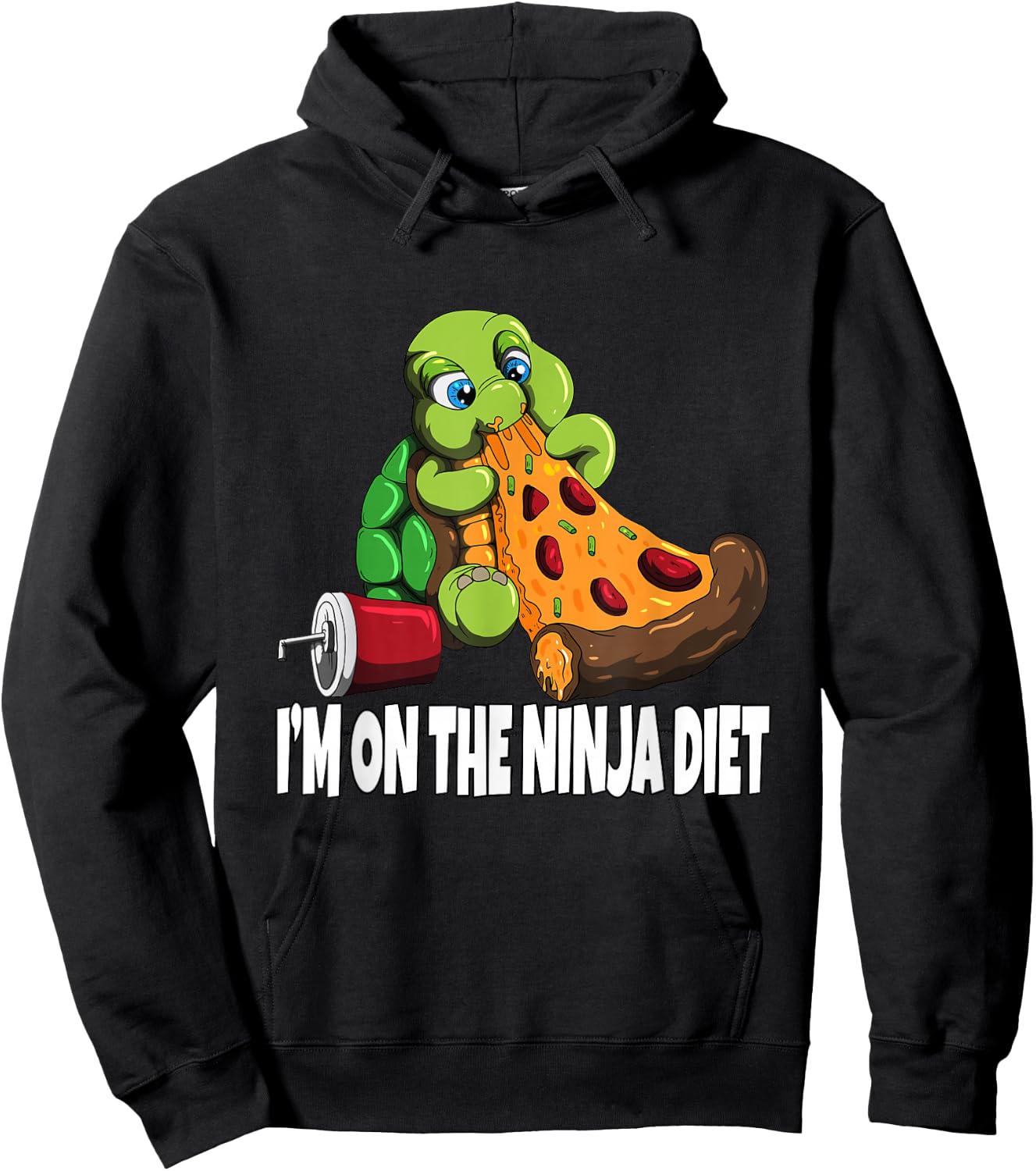 Turtle on a Diet Eats Pizza I'm on The Ninja Diet Hoodie - Hoodie | Black