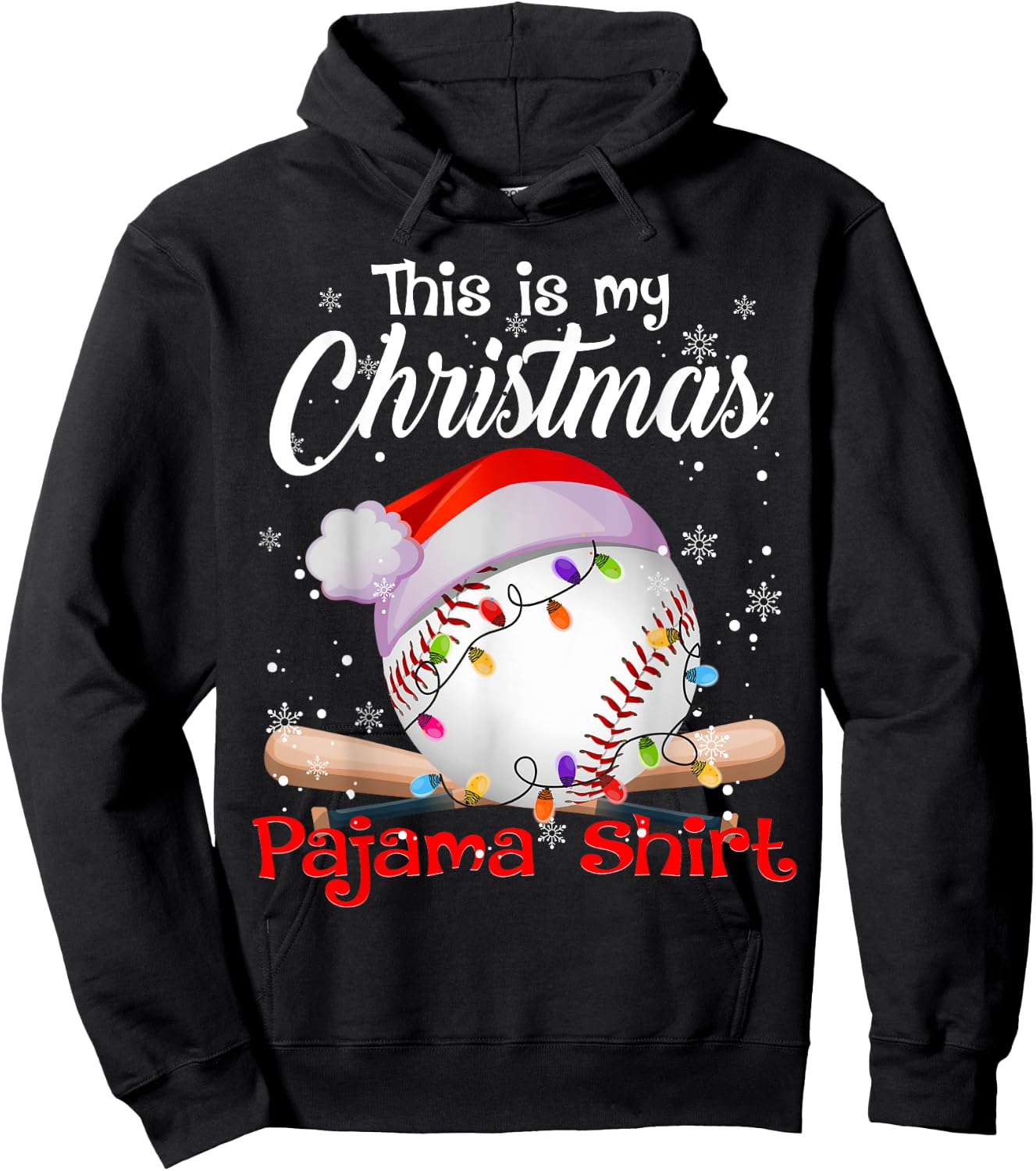 This Is My Christmas Pajama Baseball Hoodie - Hoodie | Black